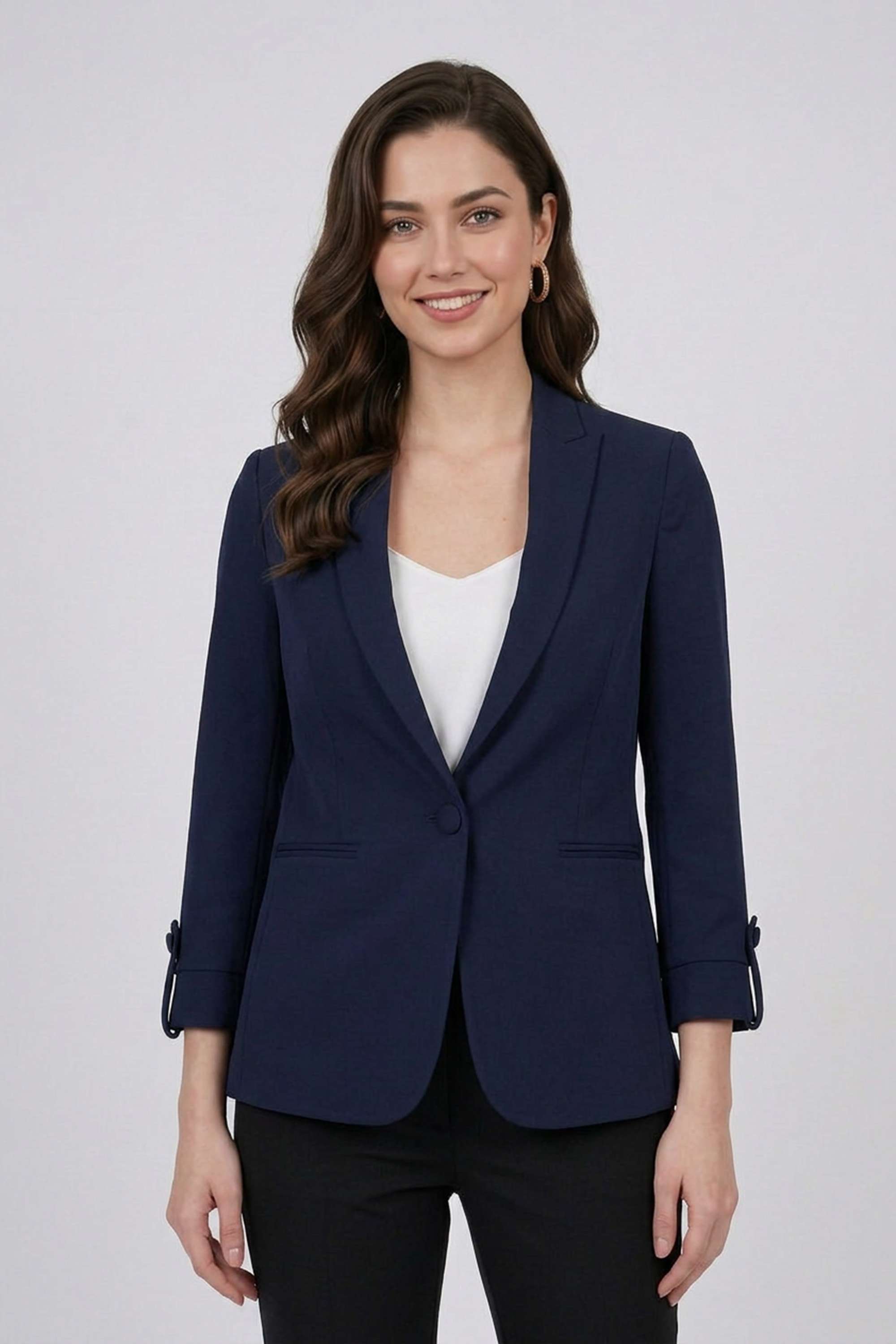 stop Solid Collared Blended Fabric Women's Formal Wear Blazer-picture-40