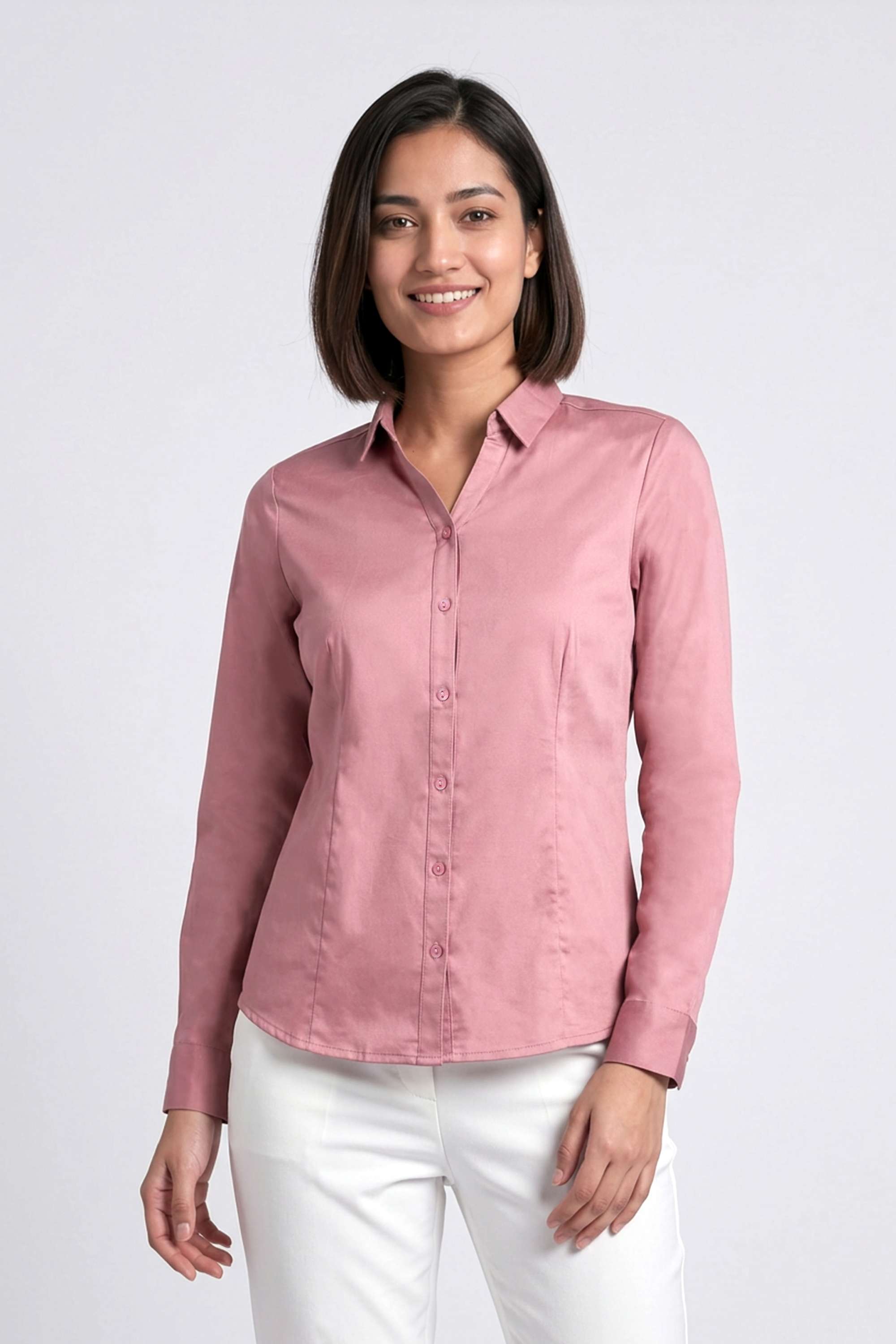 stop Solid Collared Cotton Women's Formal Wear Shirt-picture-30