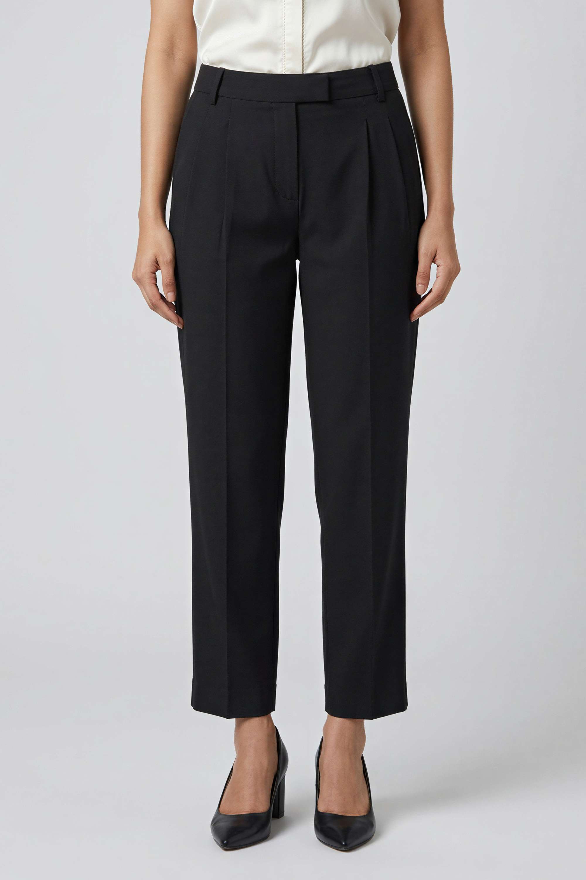 Solid Full Length Polyester Women's Trousers-image-3