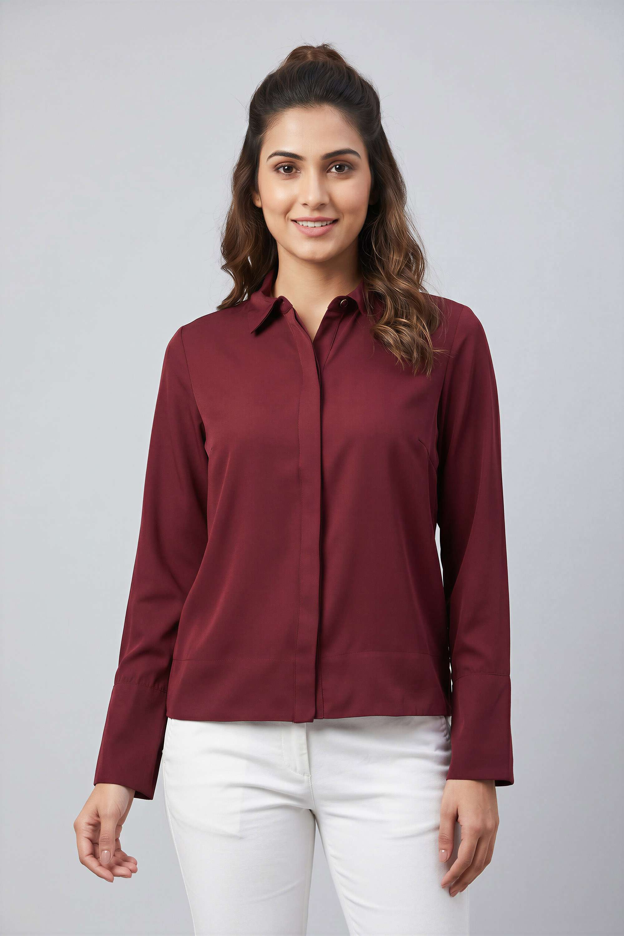 stop Solid Collared Polyester Women's Casual Wear Shirt-picture-28