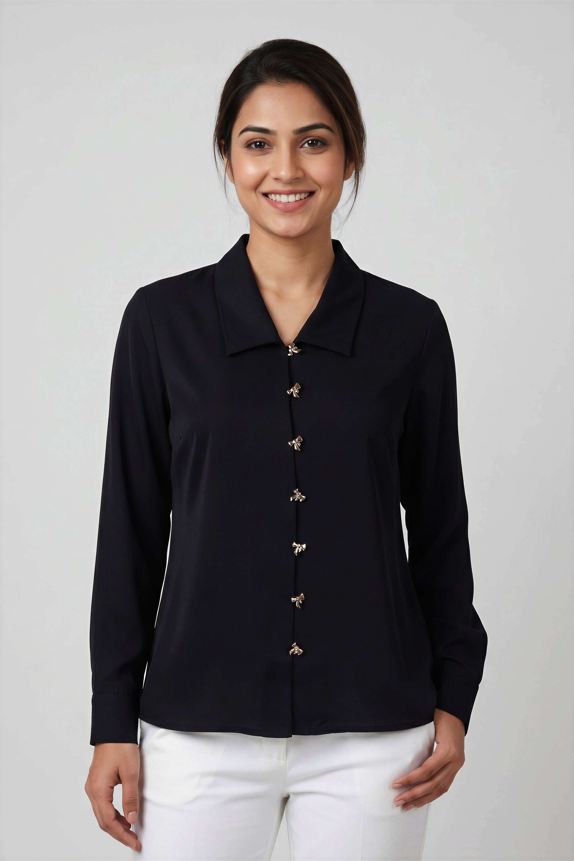 stop Solid Collared Polyester Women's Casual Wear Shirt-picture-35