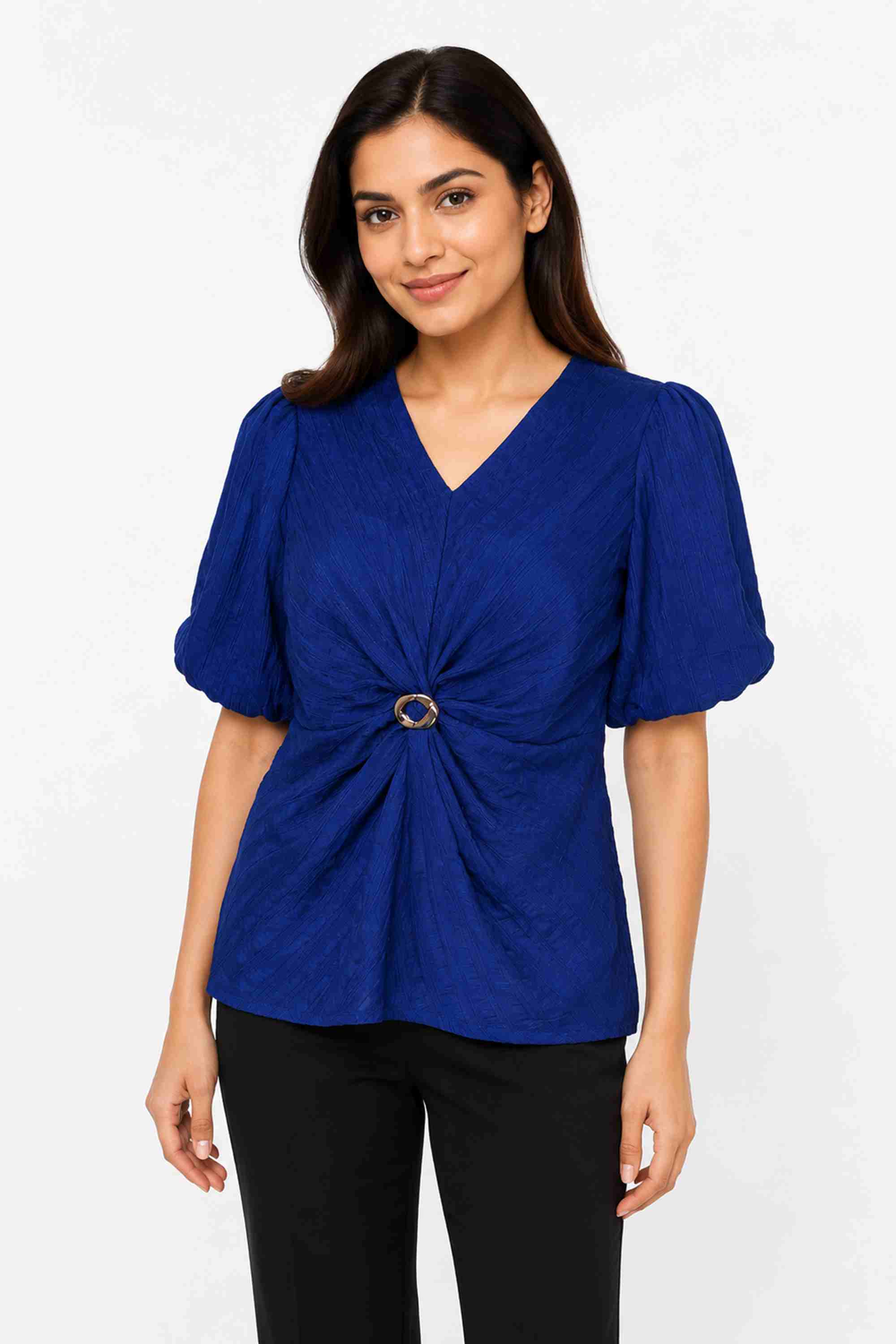 stop Solid Crepe V-Neck Women's Tope-picture-19