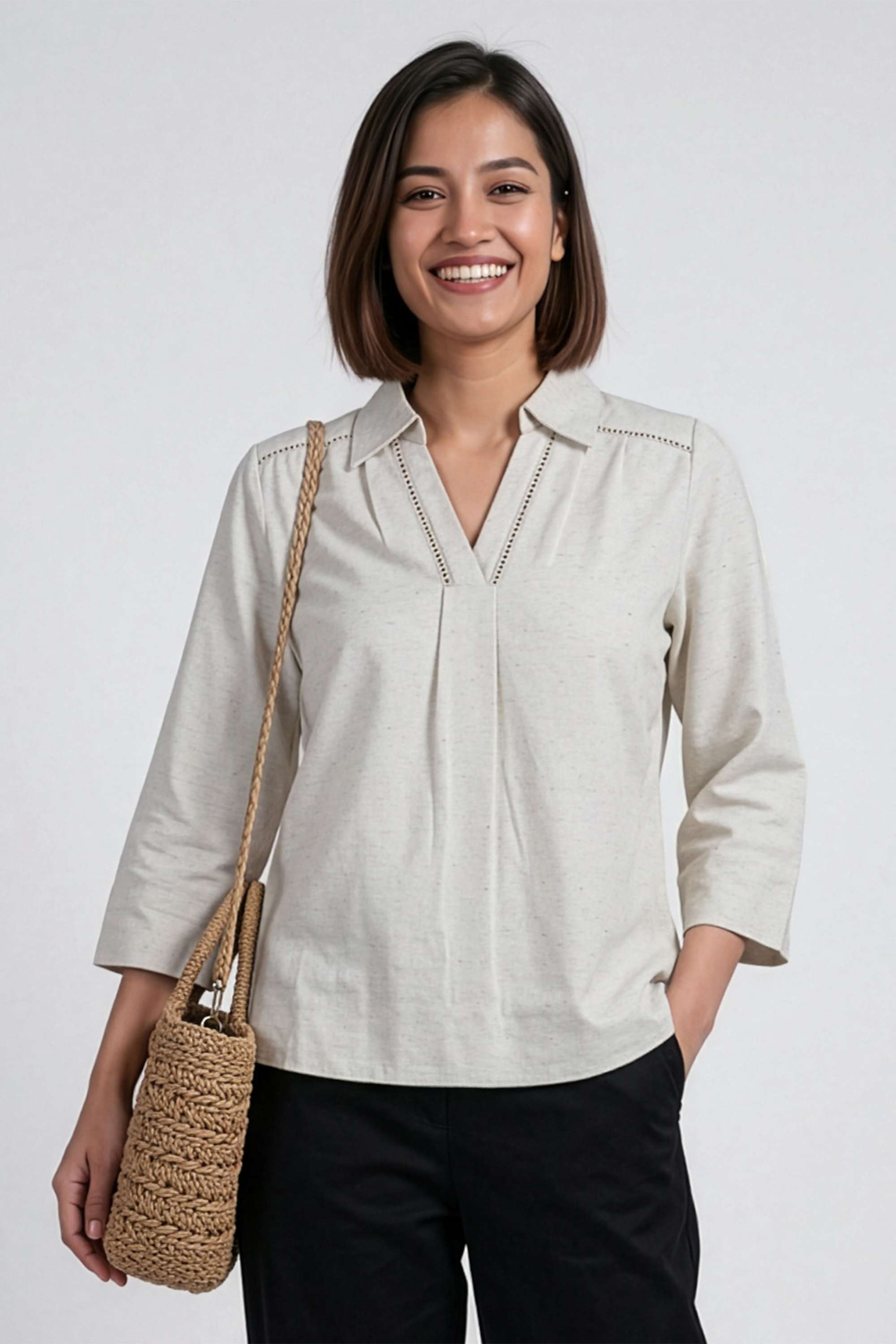 stop Solid Cotton Collared Women's Tope-picture-23