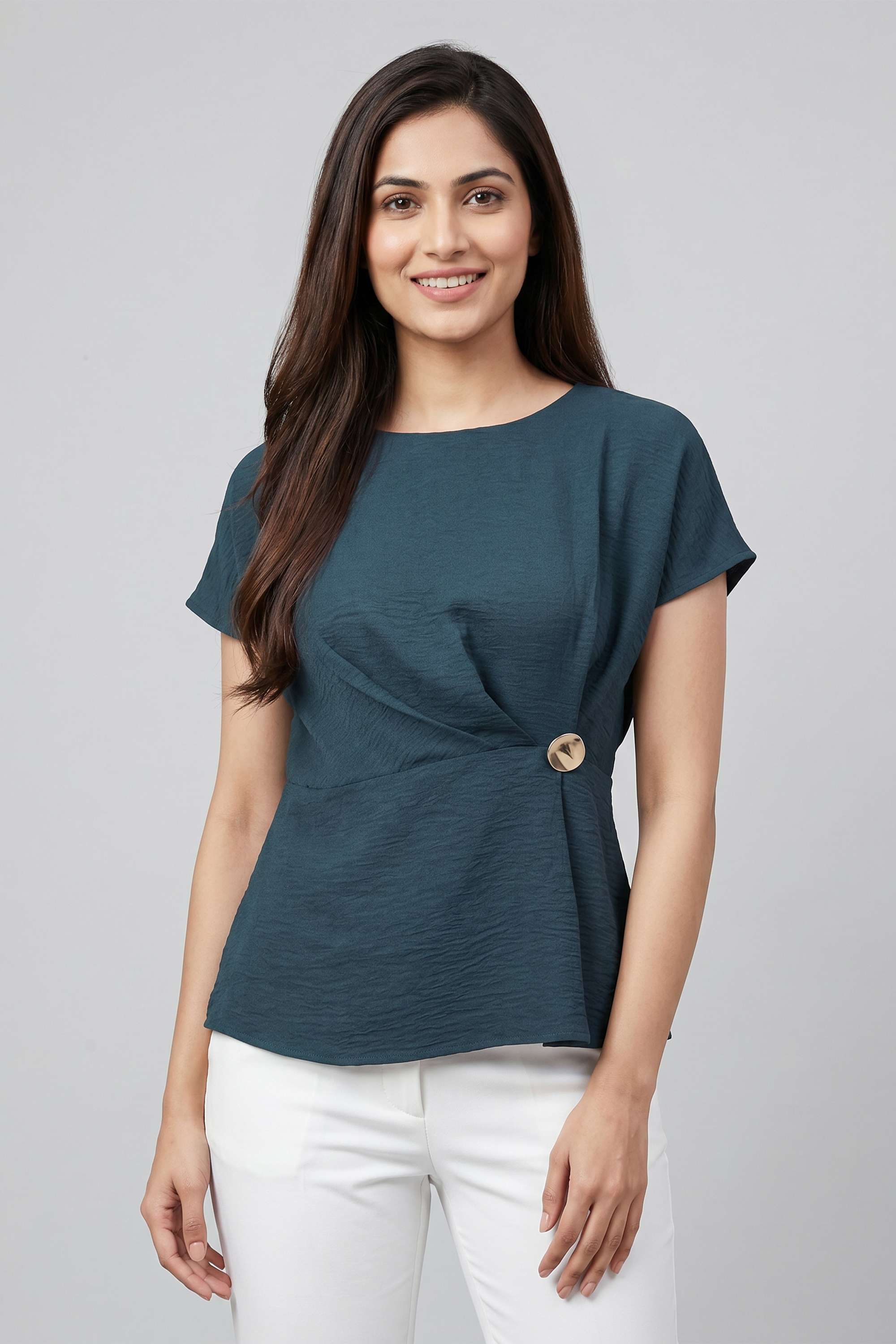stop Solid Polyester Round Neck Women's Top-picture-11