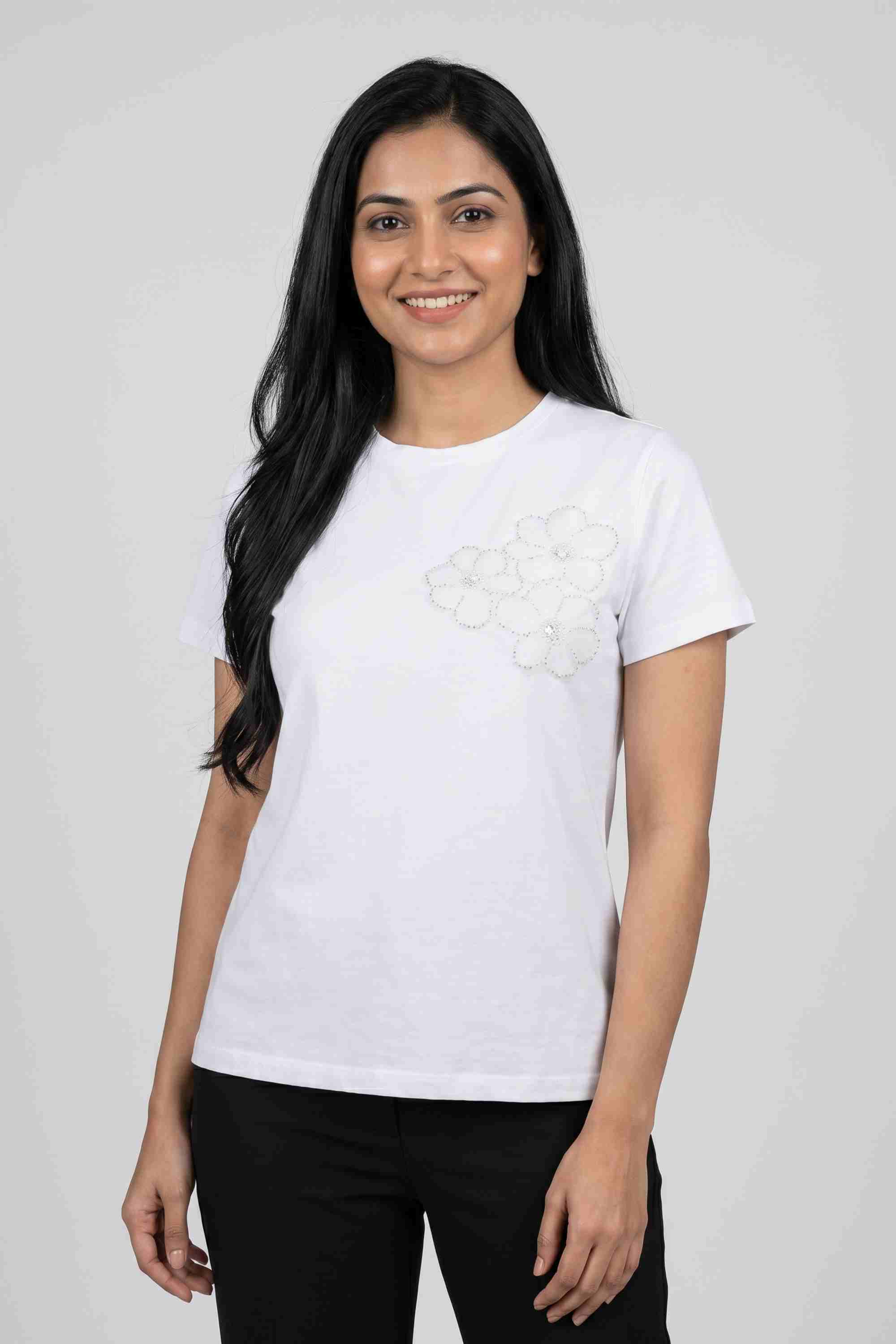 fratini Embroidered Cotton Round Neck Women's T-Shirt-picture-20