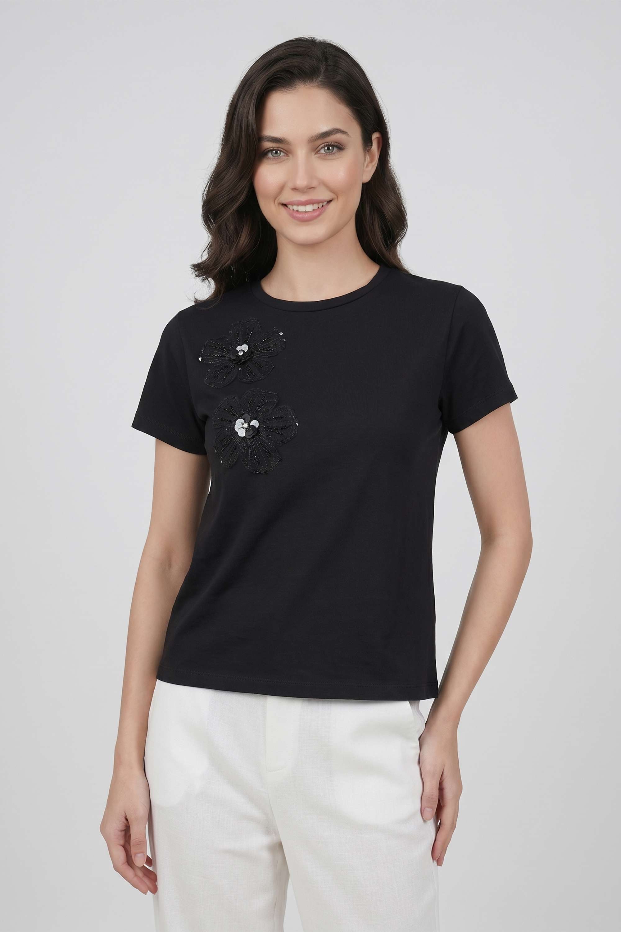 fratini Embroidered Cotton Round Neck Women Top-picture-17
