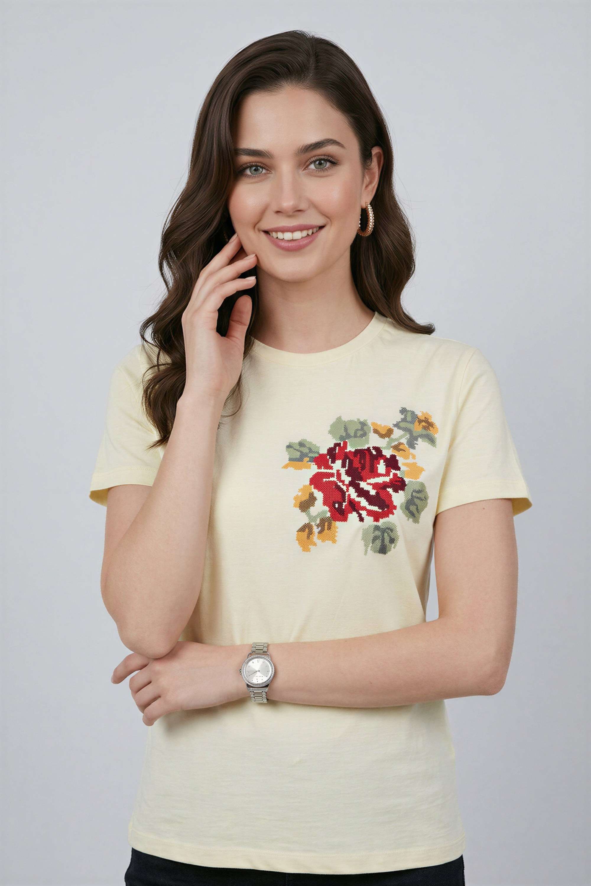 fratini Embroidered Cotton Round Neck Women's Top-picture-16