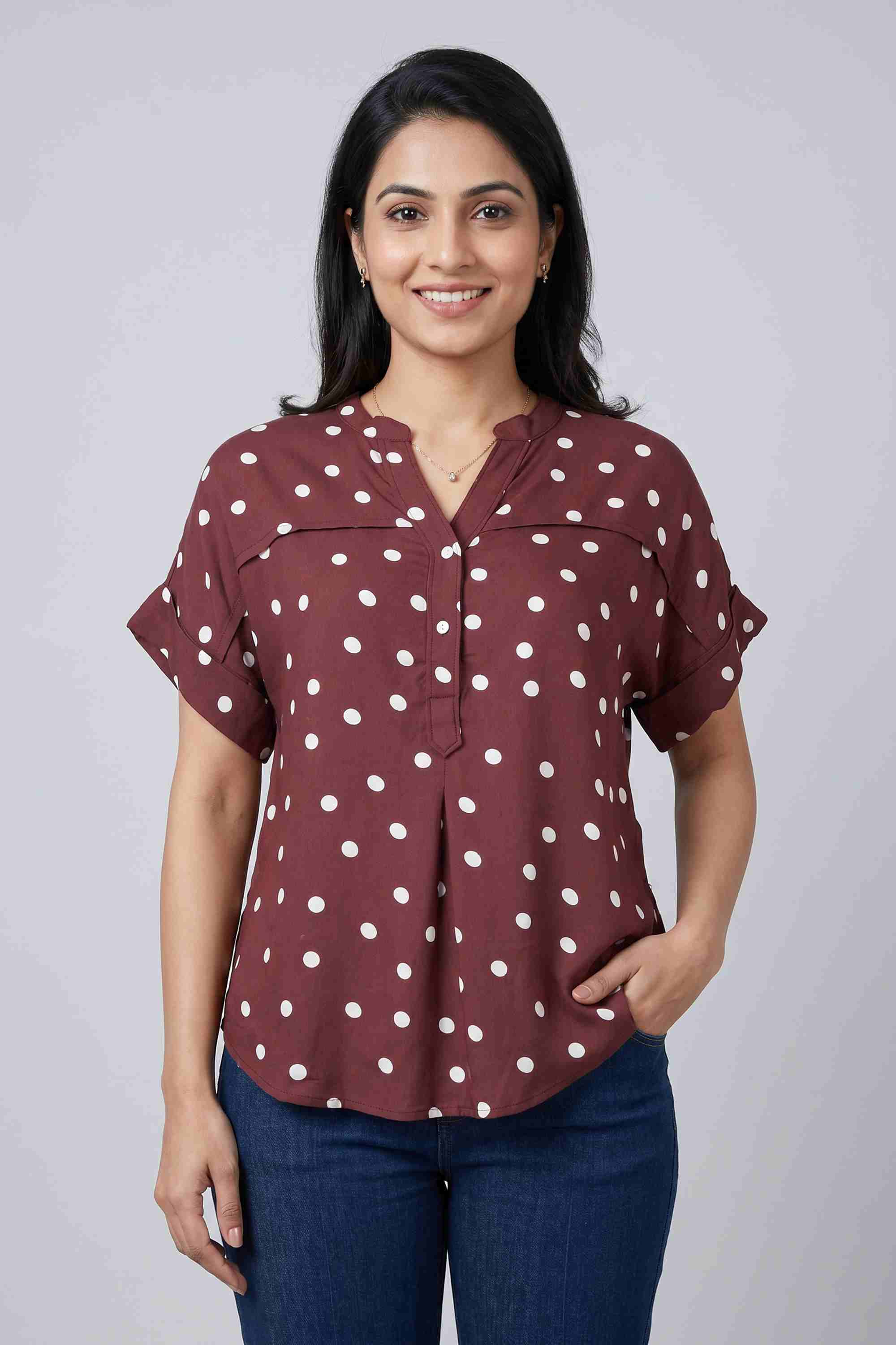 fratini Printed Viscose V-Neck Women's Top-picture-21