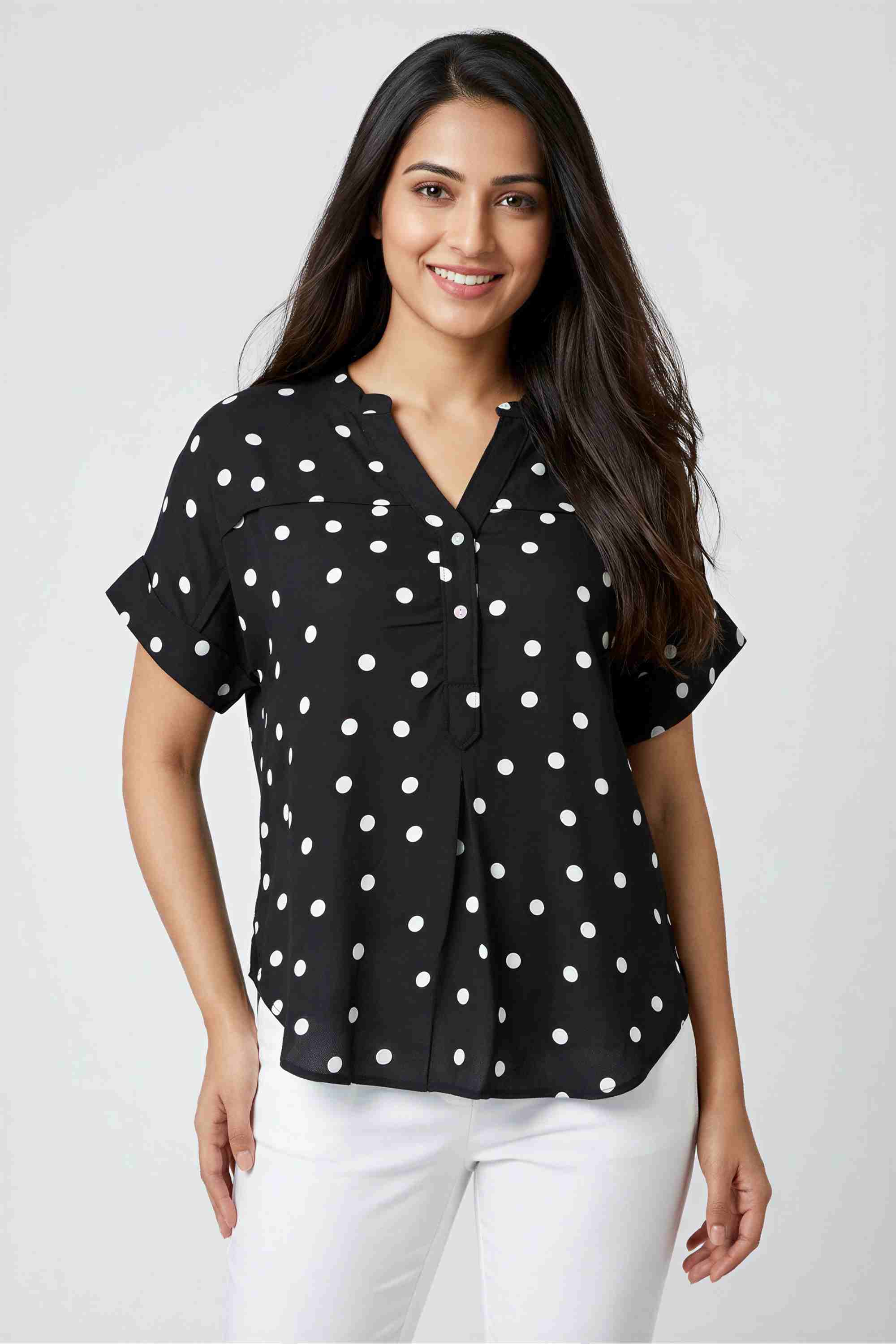 fratini Printed Viscose V-Neck Women's Top-picture-11