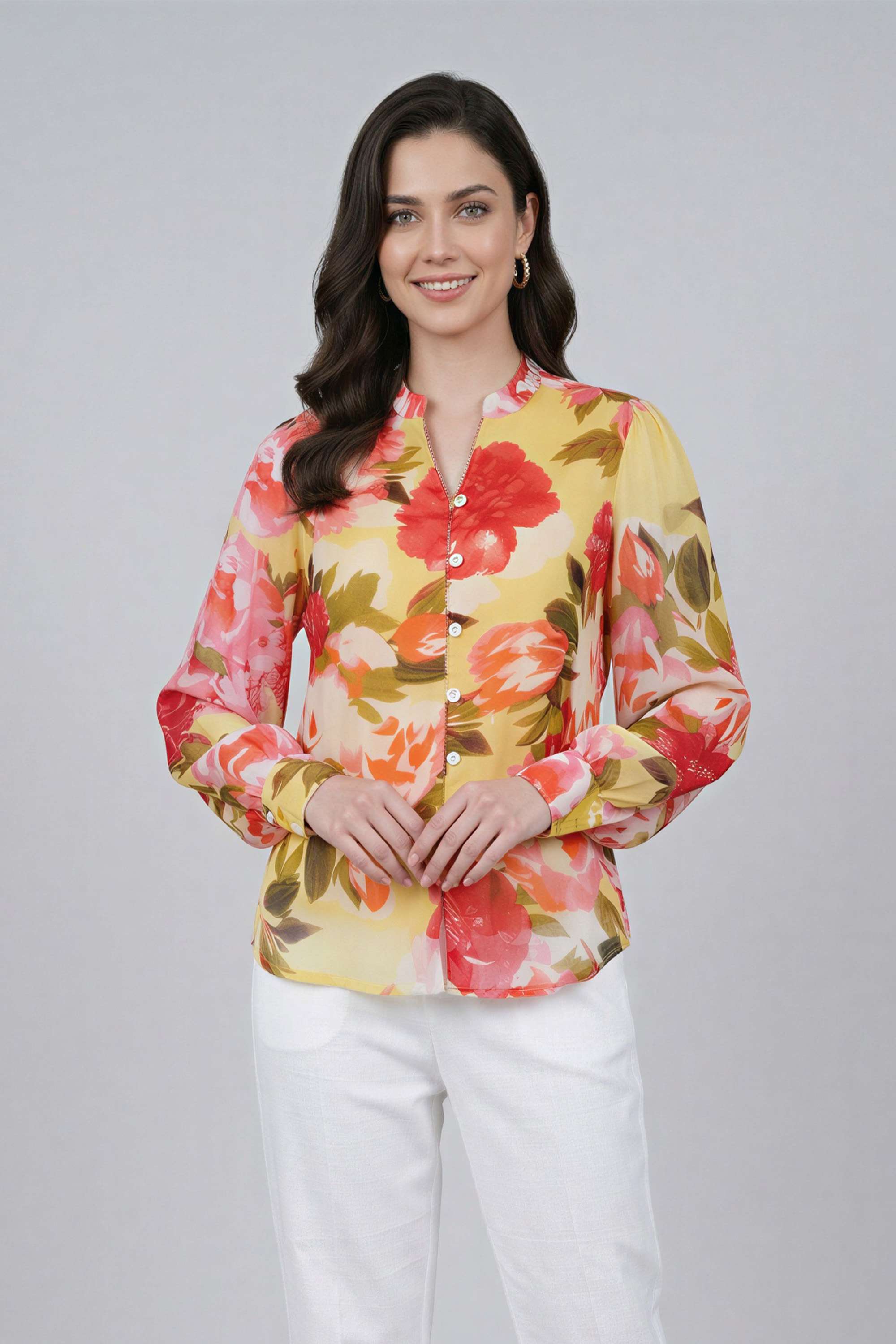 fratini Printed Chiffon Round Neck Women's Top-picture-25