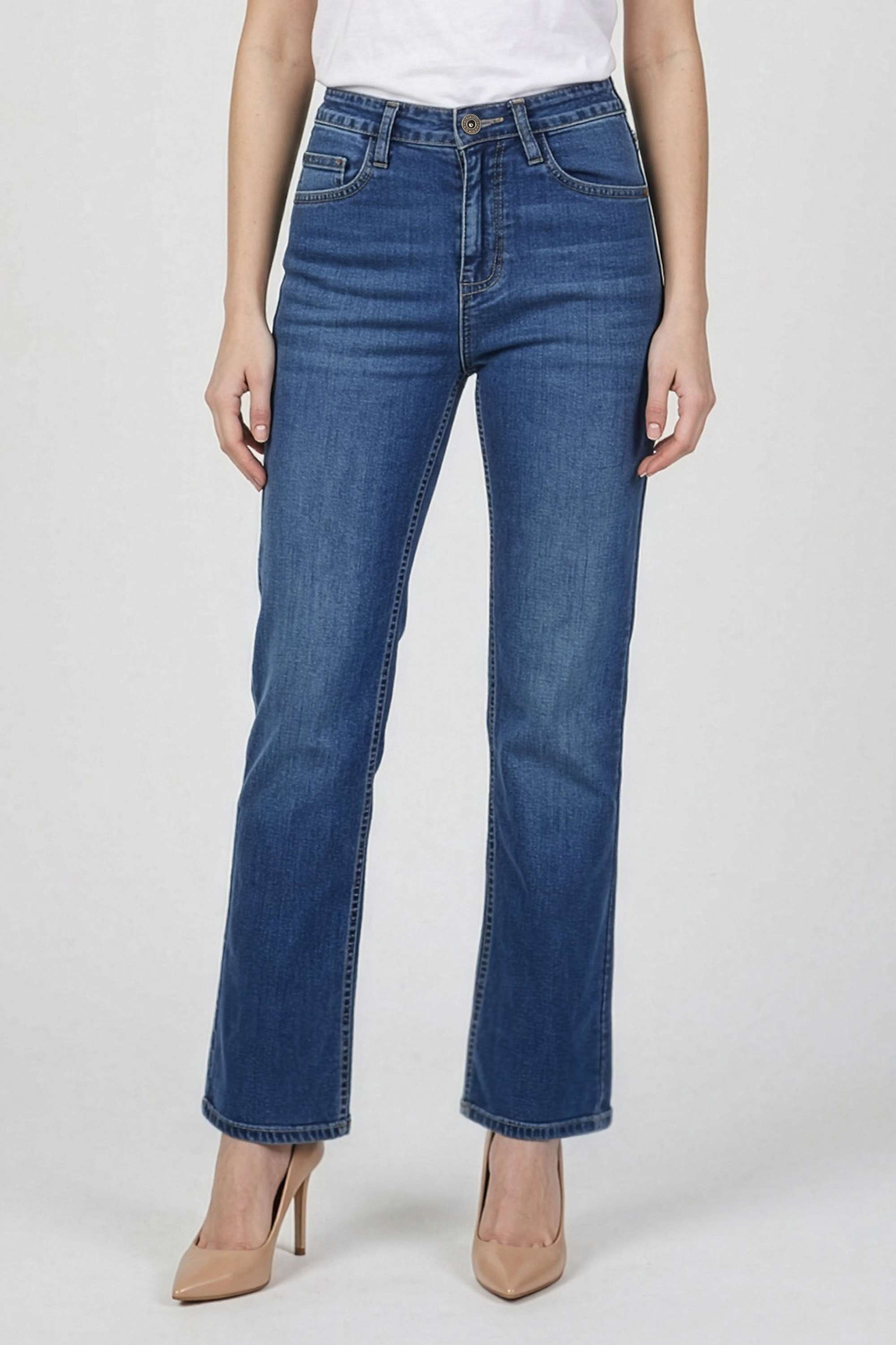 life High Rise Cotton Straight Fit Women's Jeans-picture-32