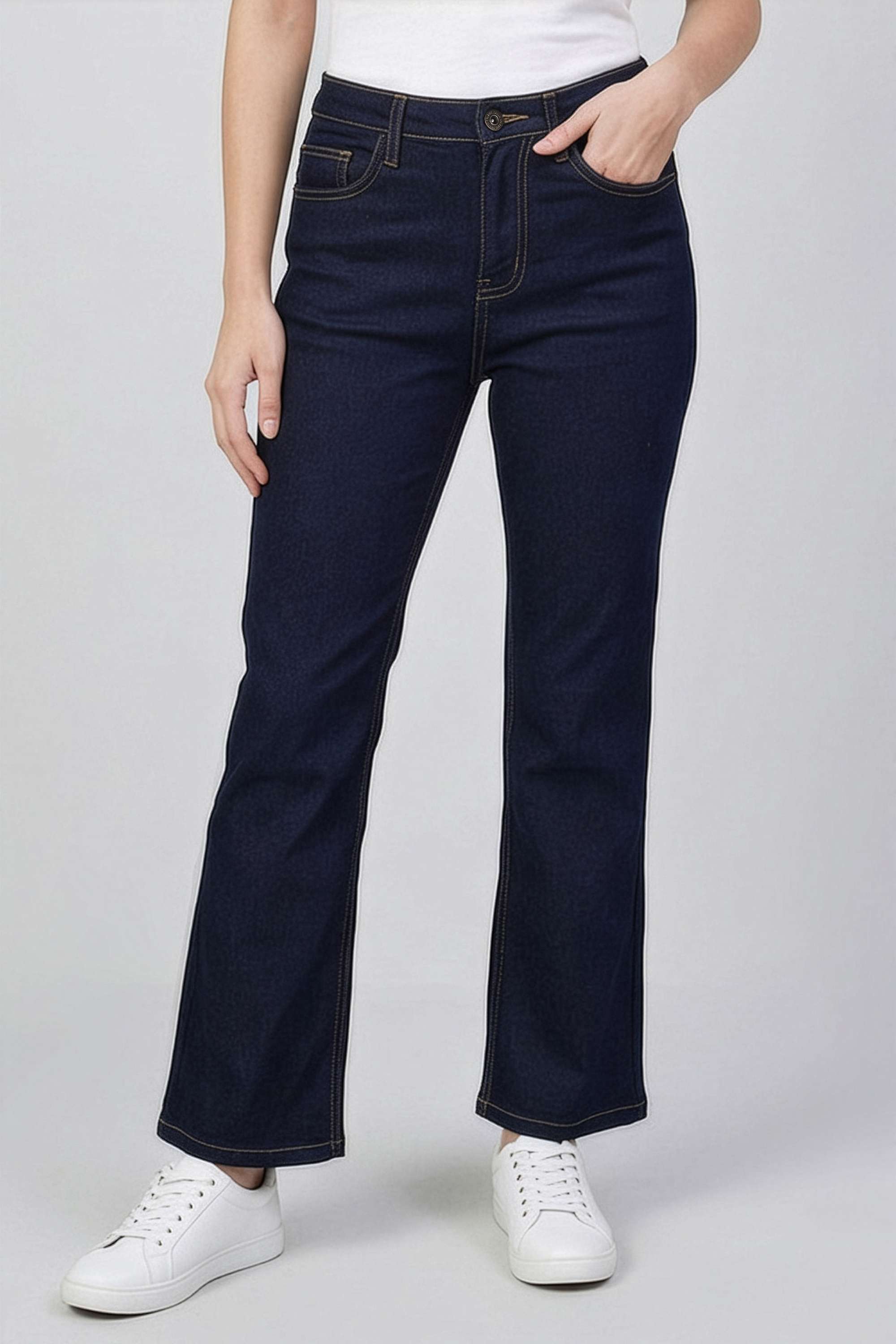 life High Rise Cotton Straight Fit Women's Jeans-picture-16