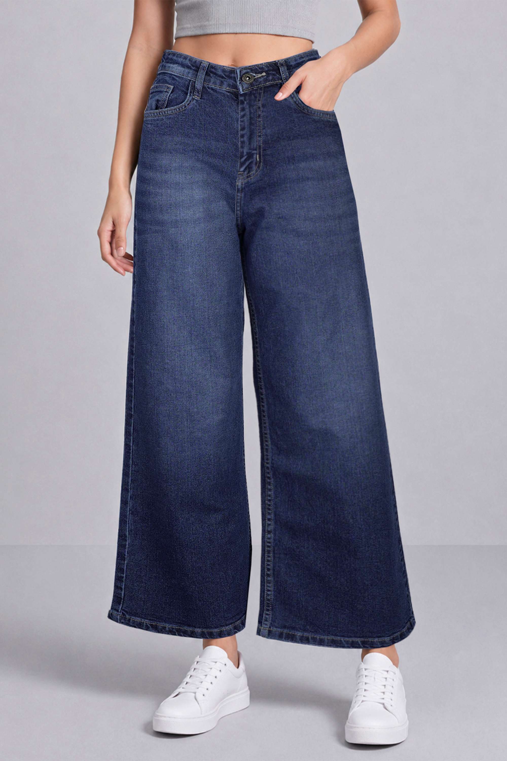 life High Rise Denim Wide Leg Fit Women's Jeans-picture-43