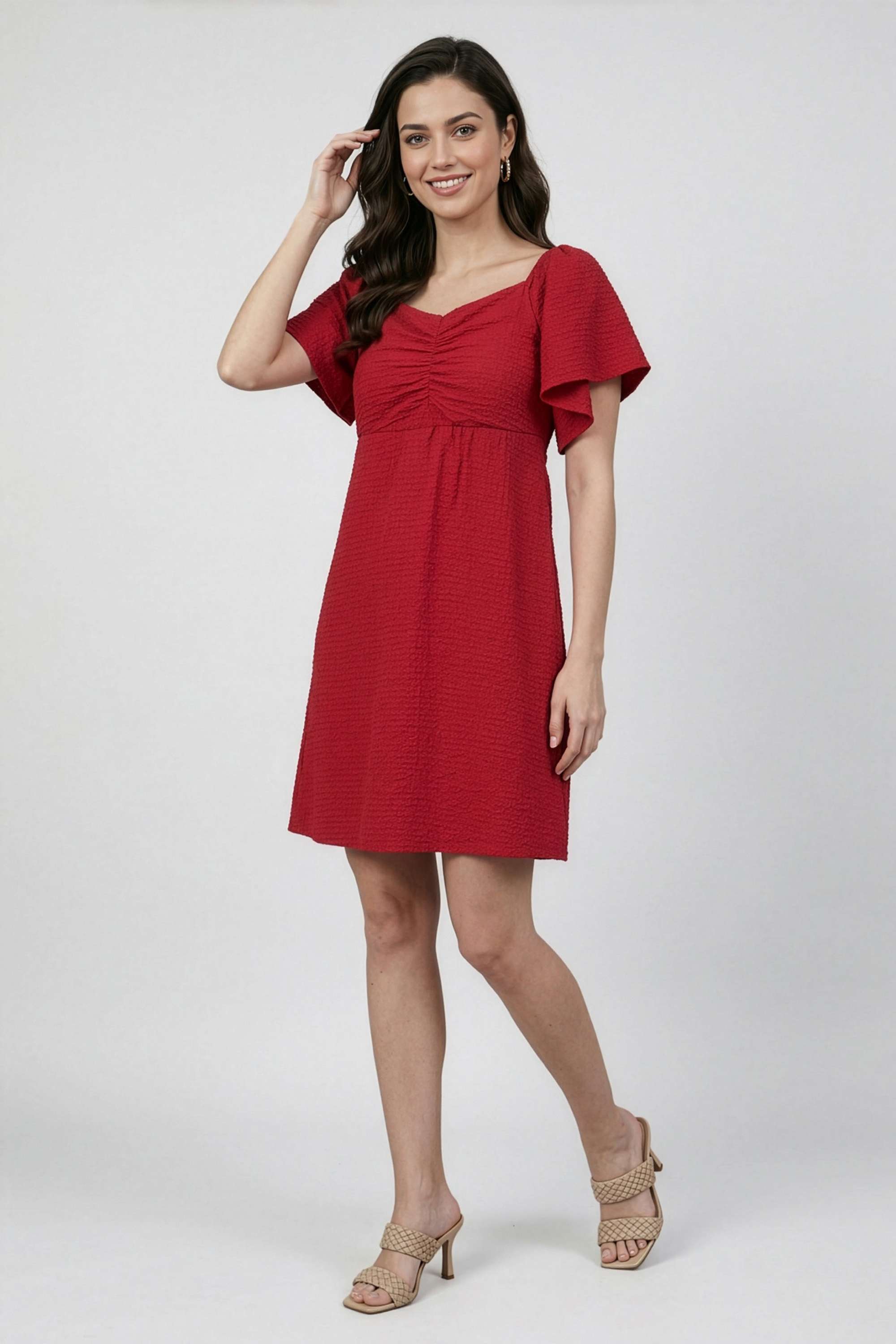life Solid V-Neck Polyester Women's Dress-picture-20