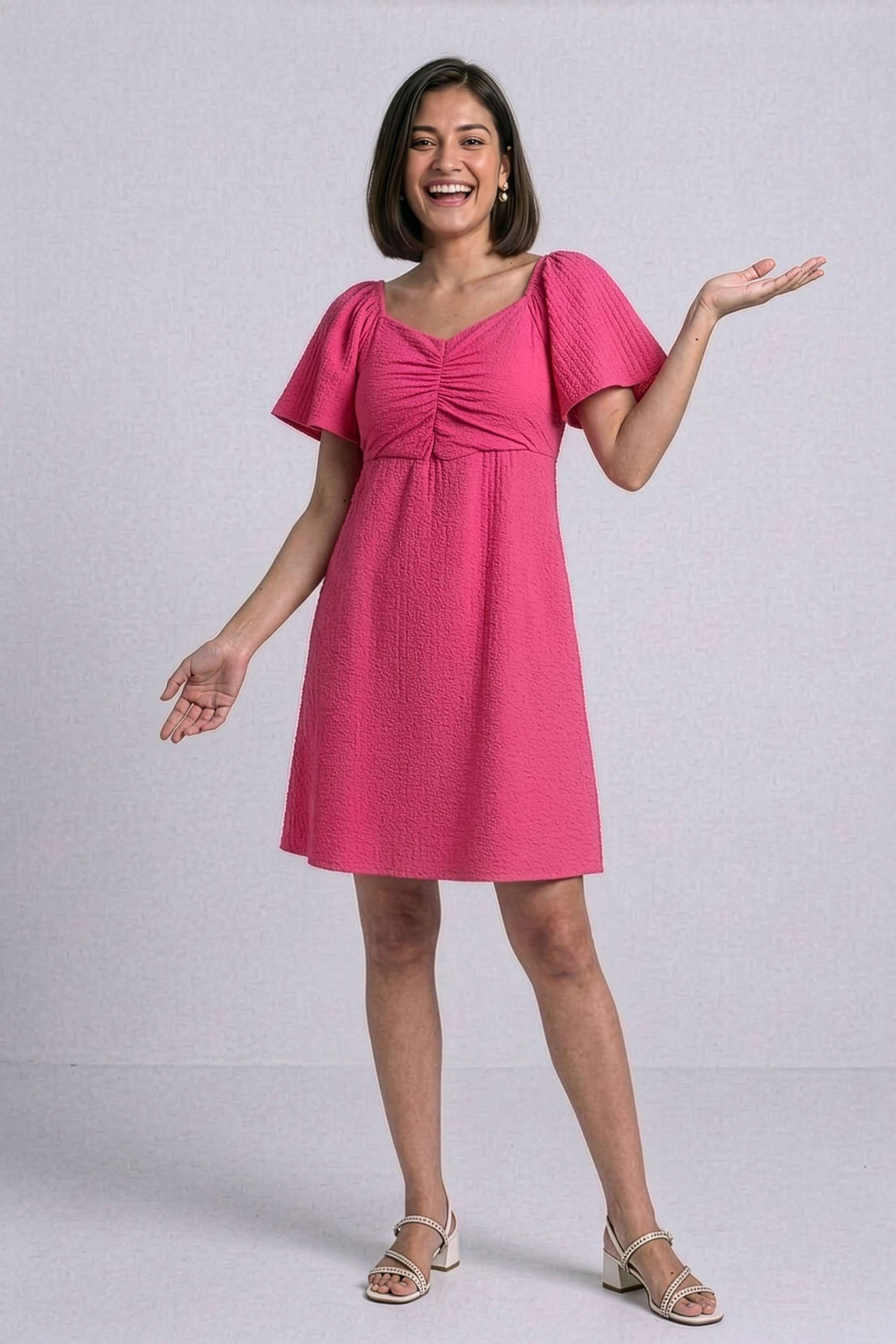 life Solid V-Neck Polyester Women's Dress-picture-39