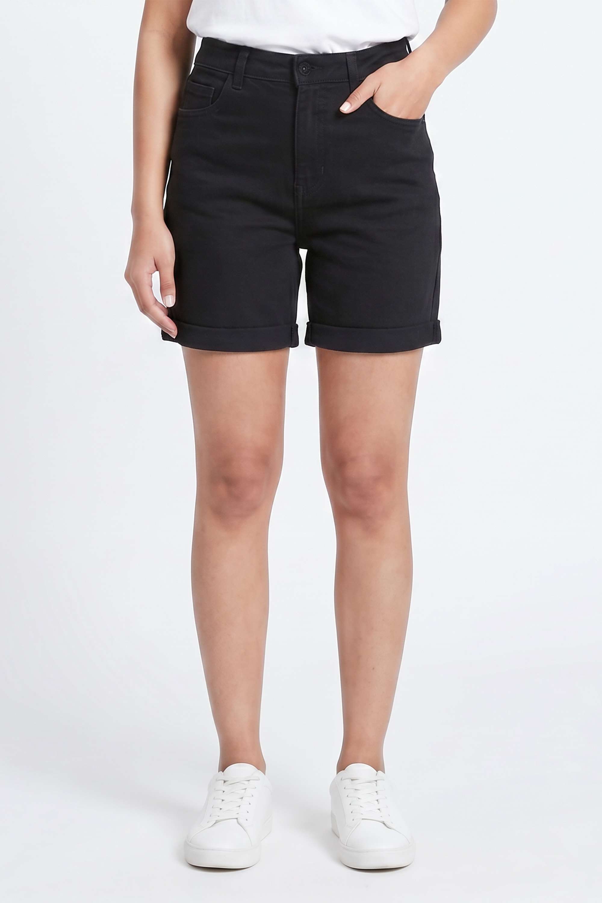 life Regular Fit Mid Thigh Denim Women's Casual Wear Shorts-picture-21