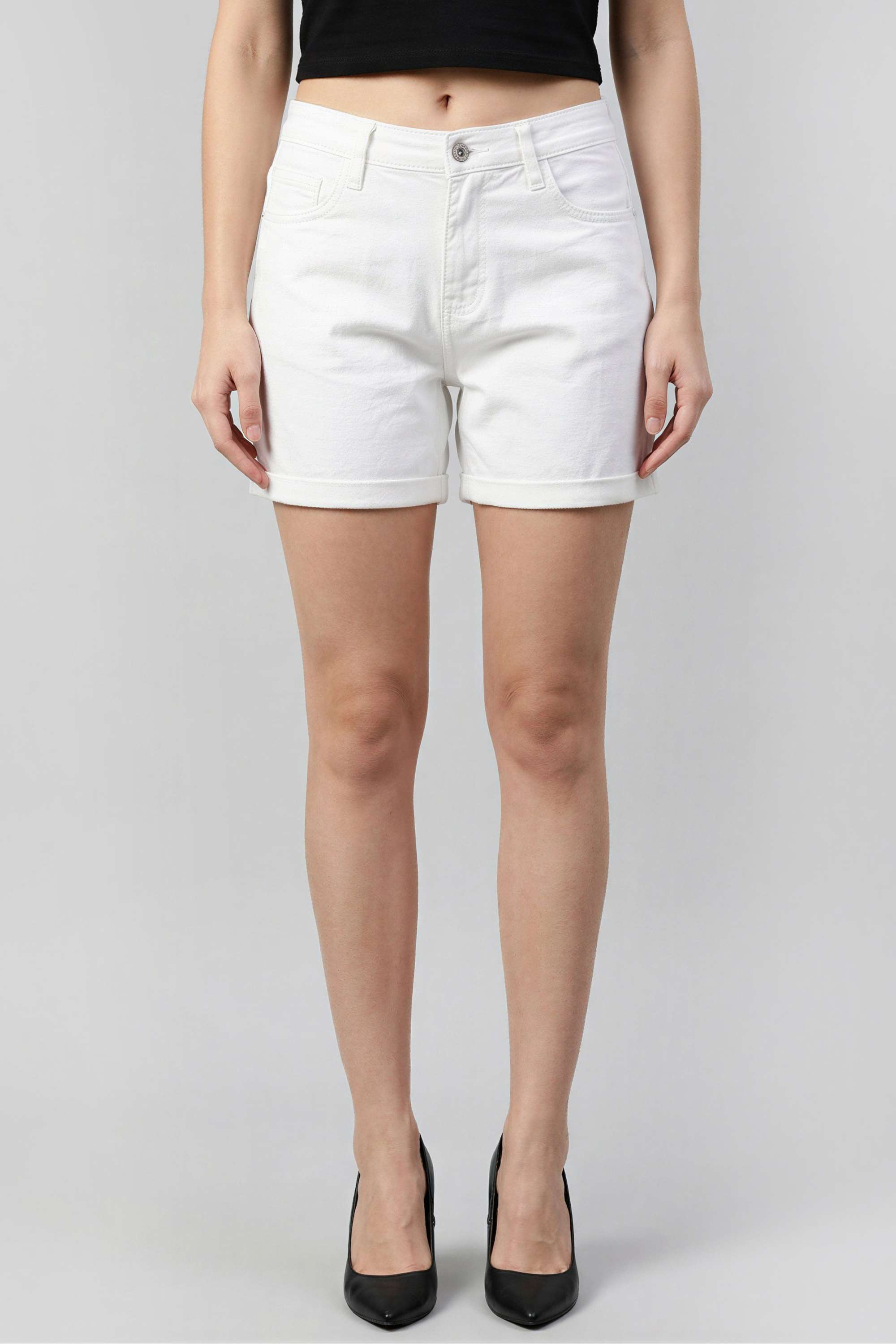 life Regular Fit Mid Thigh Denim Women's Casual Wear Shorts-picture-13