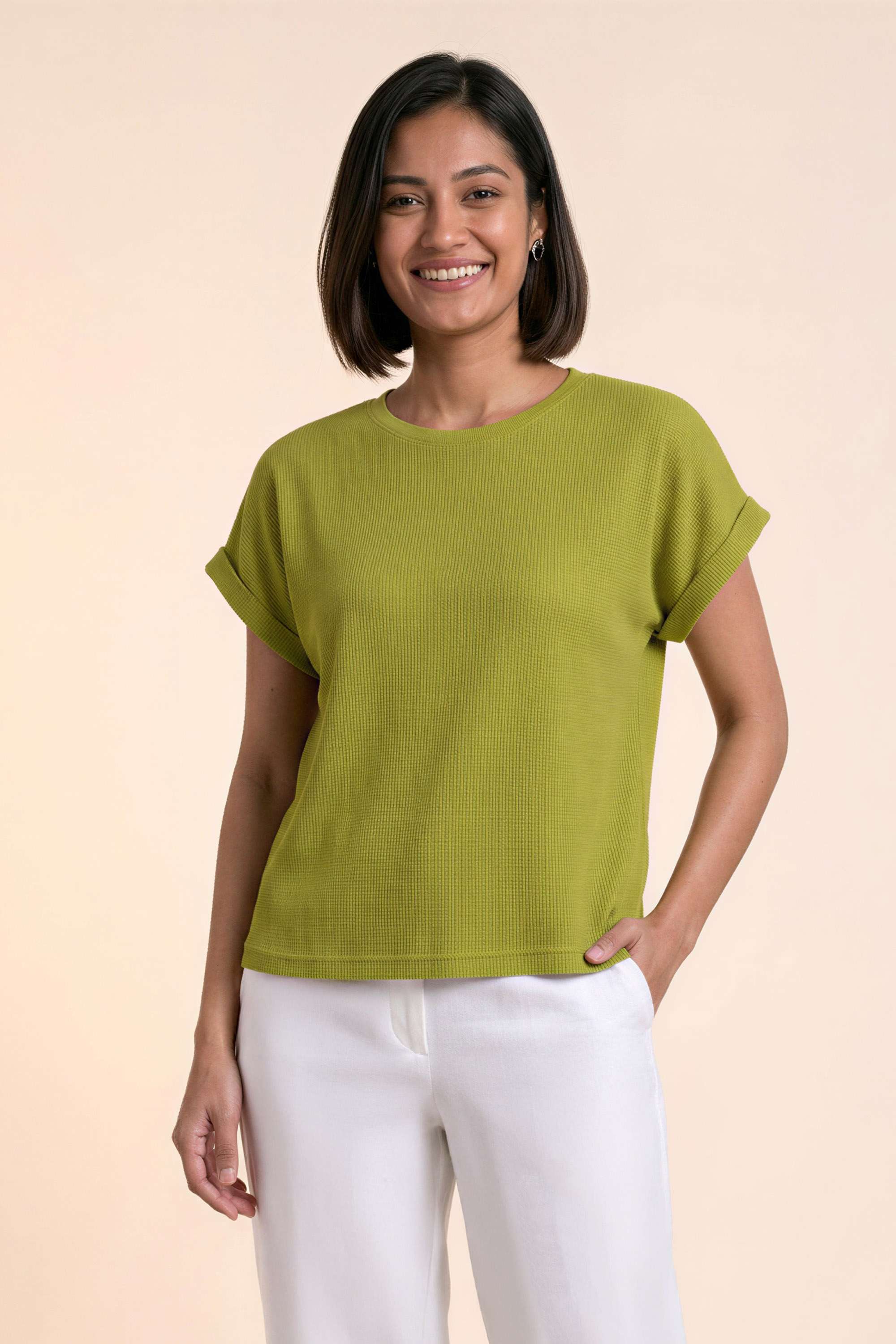 life Solid Cotton Round Neck Women T-Shirt-picture-37