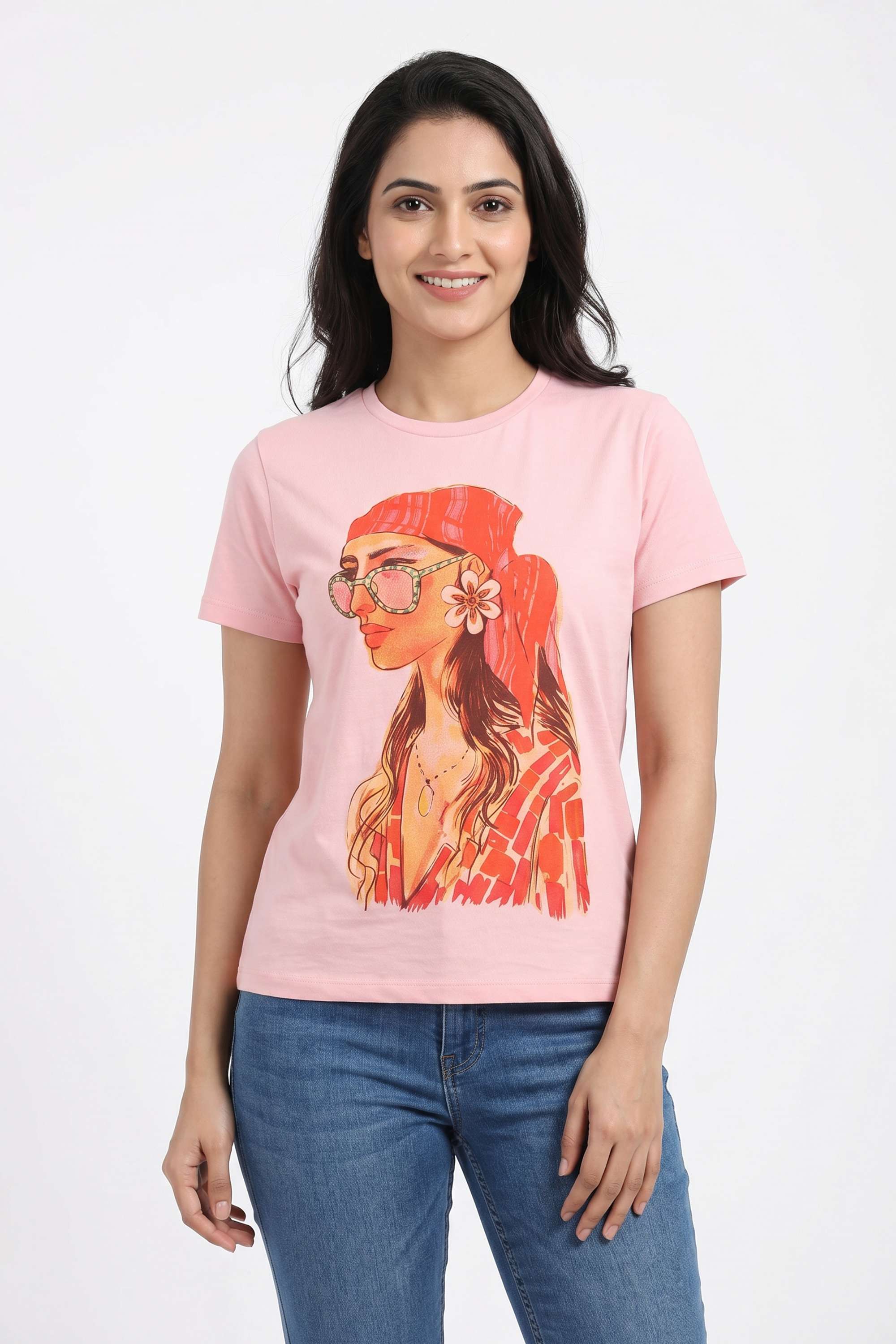 life Embroidered Cotton Round Neck Women's T-Shirt-picture-37