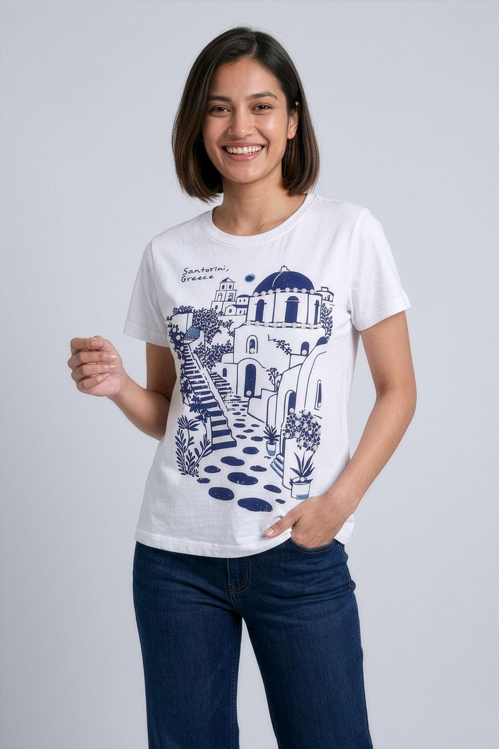 life Embroidered Cotton Round Neck Women's T-Shirt-picture-30