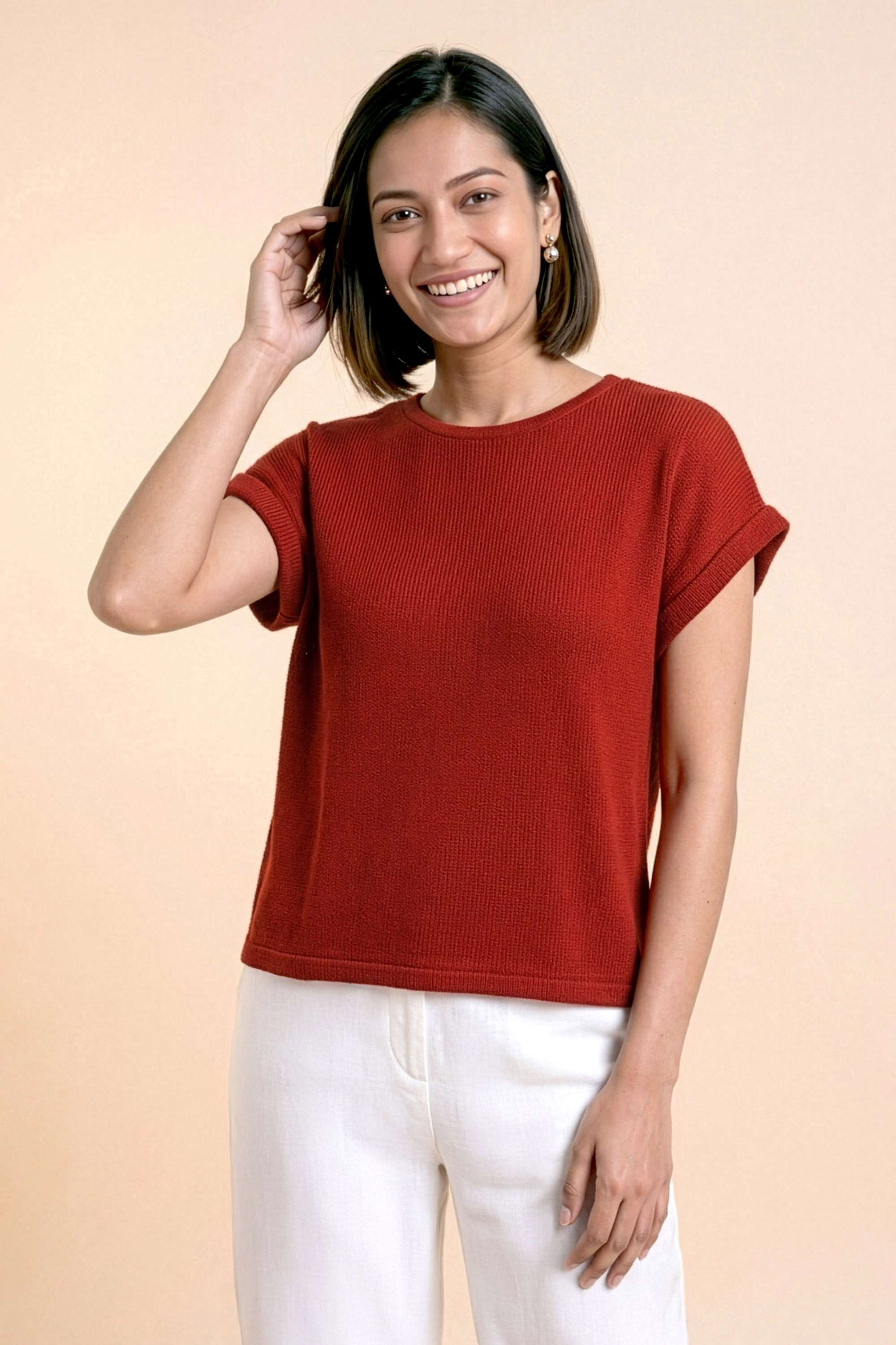 life Solid Cotton Round Neck Women T-Shirt-picture-36