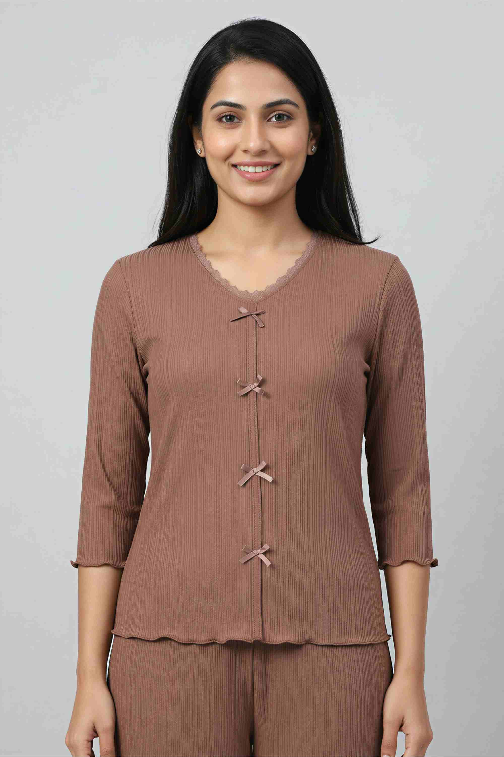 insense Solid Polyester V-Neck Women's Top-picture-38
