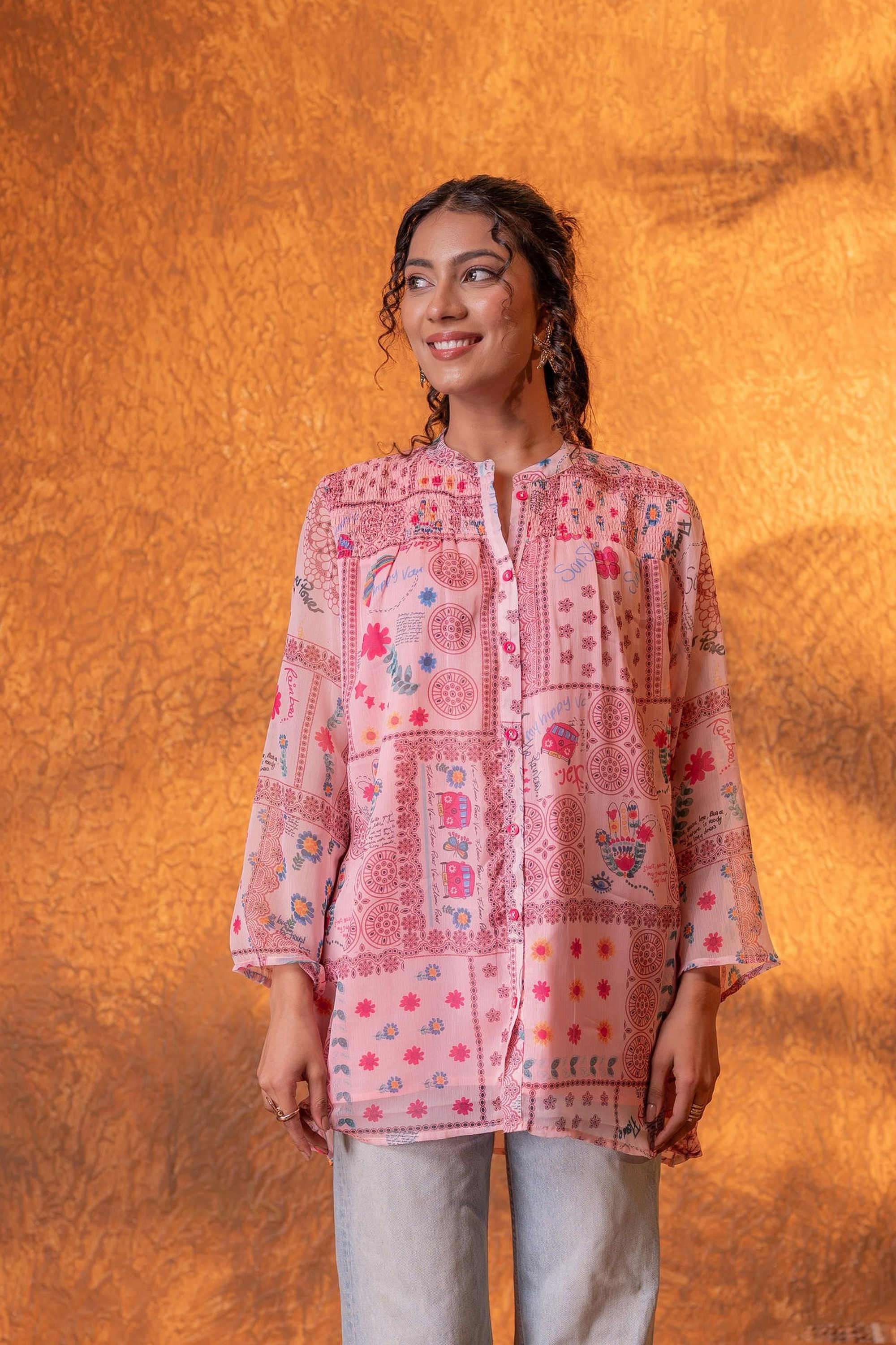 juniper Printed Polyester Straight Fit Women's Shirt-picture-39