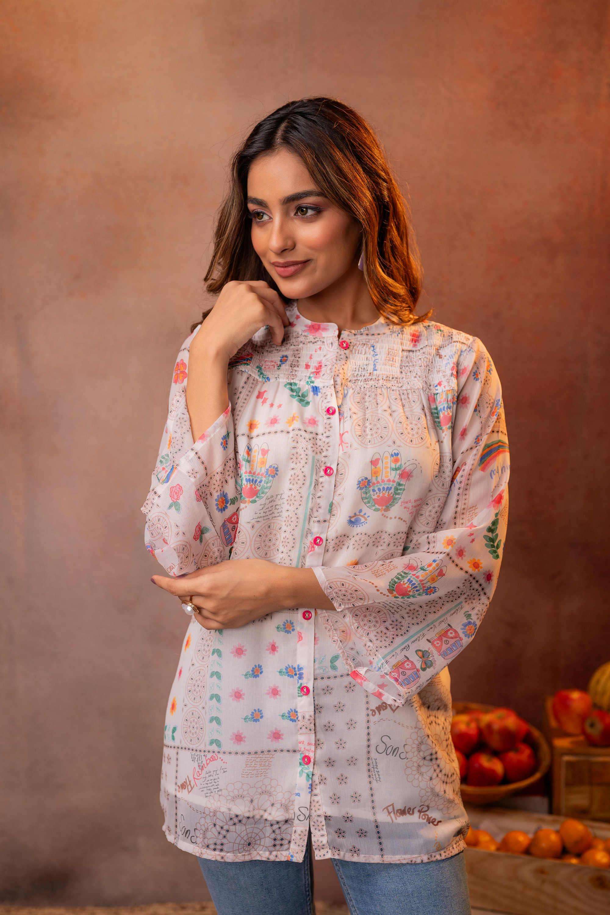 juniper Printed Polyester Straight Fit Women's Shirt-picture-24