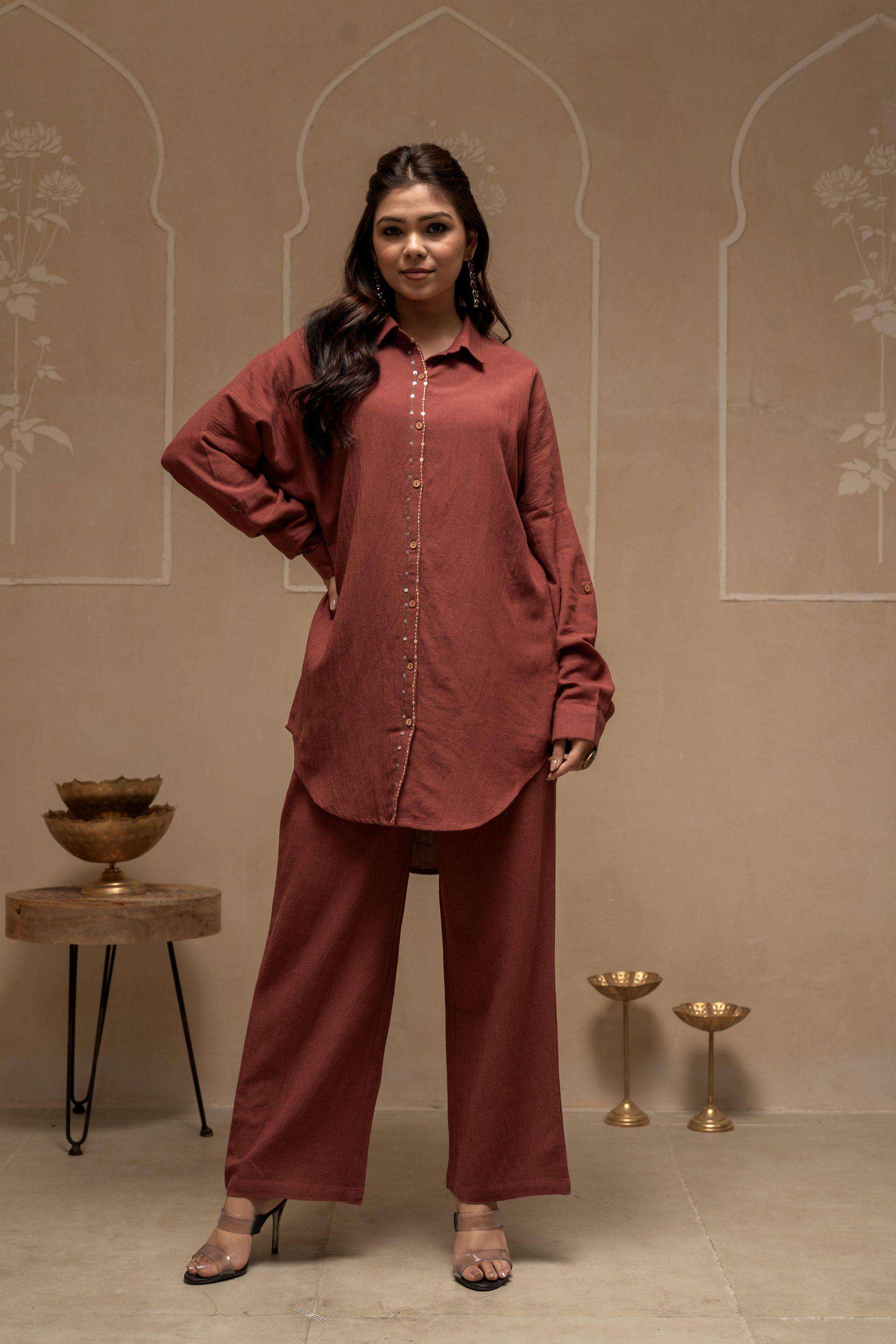 juniper Embellished Above Knee Viscose Woven Women's Co-ord Set with Sequin Detailing-picture-24