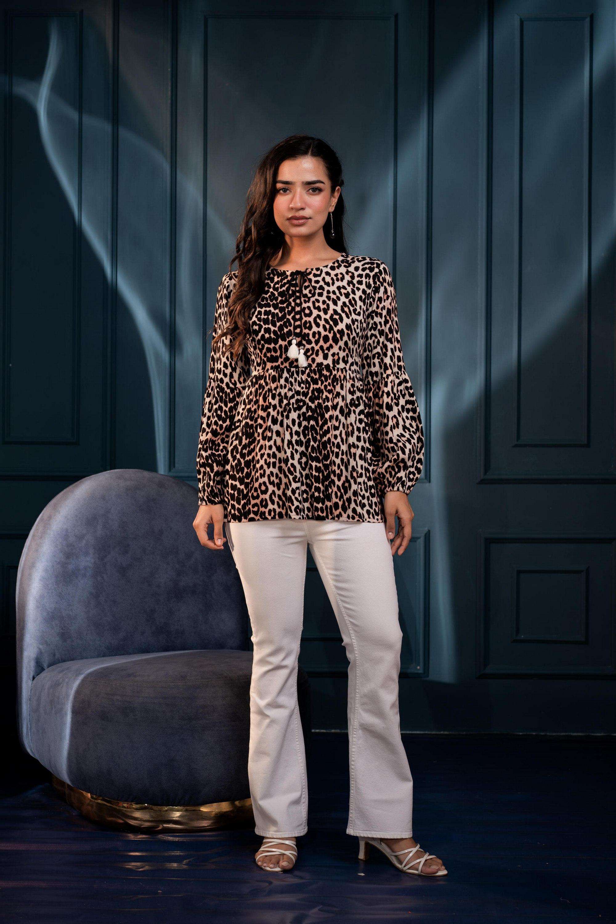 juniper Animal Print Viscose Round Neck Women Tunic-picture-33