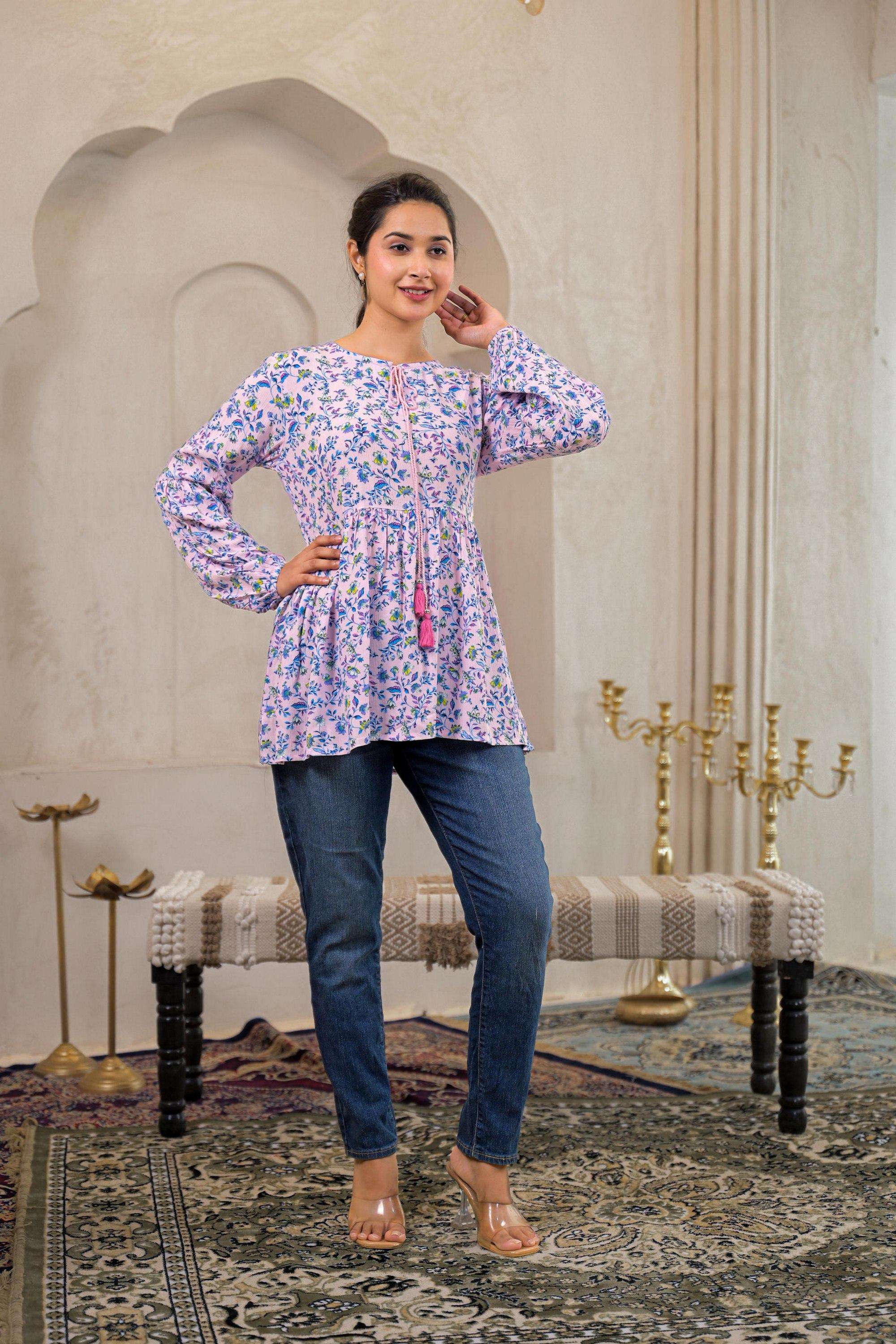 juniper Floral Viscose Round Neck Women Tunic-picture-37