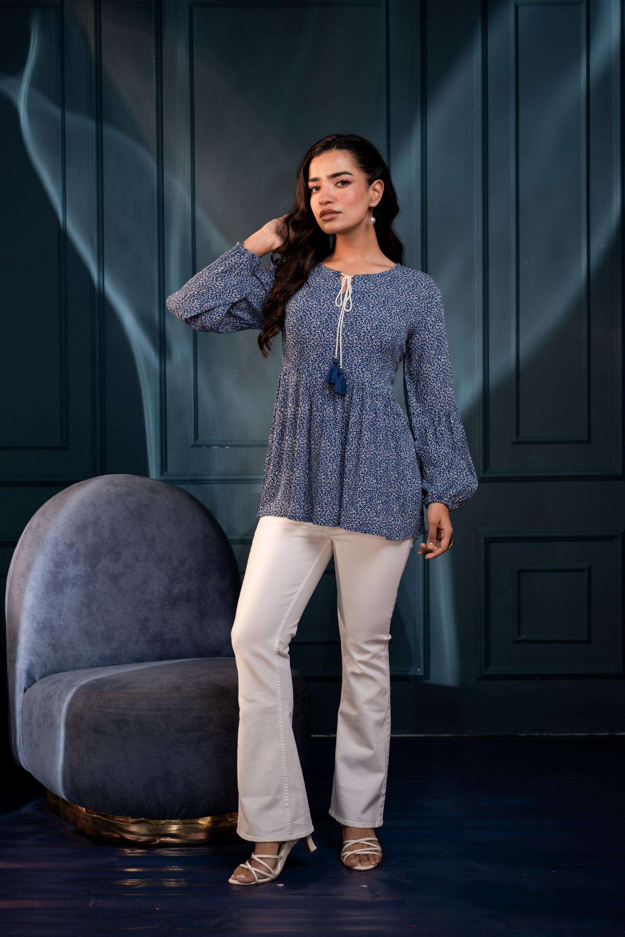 juniper Printed Viscose Round Neck Women Tunic-picture-31