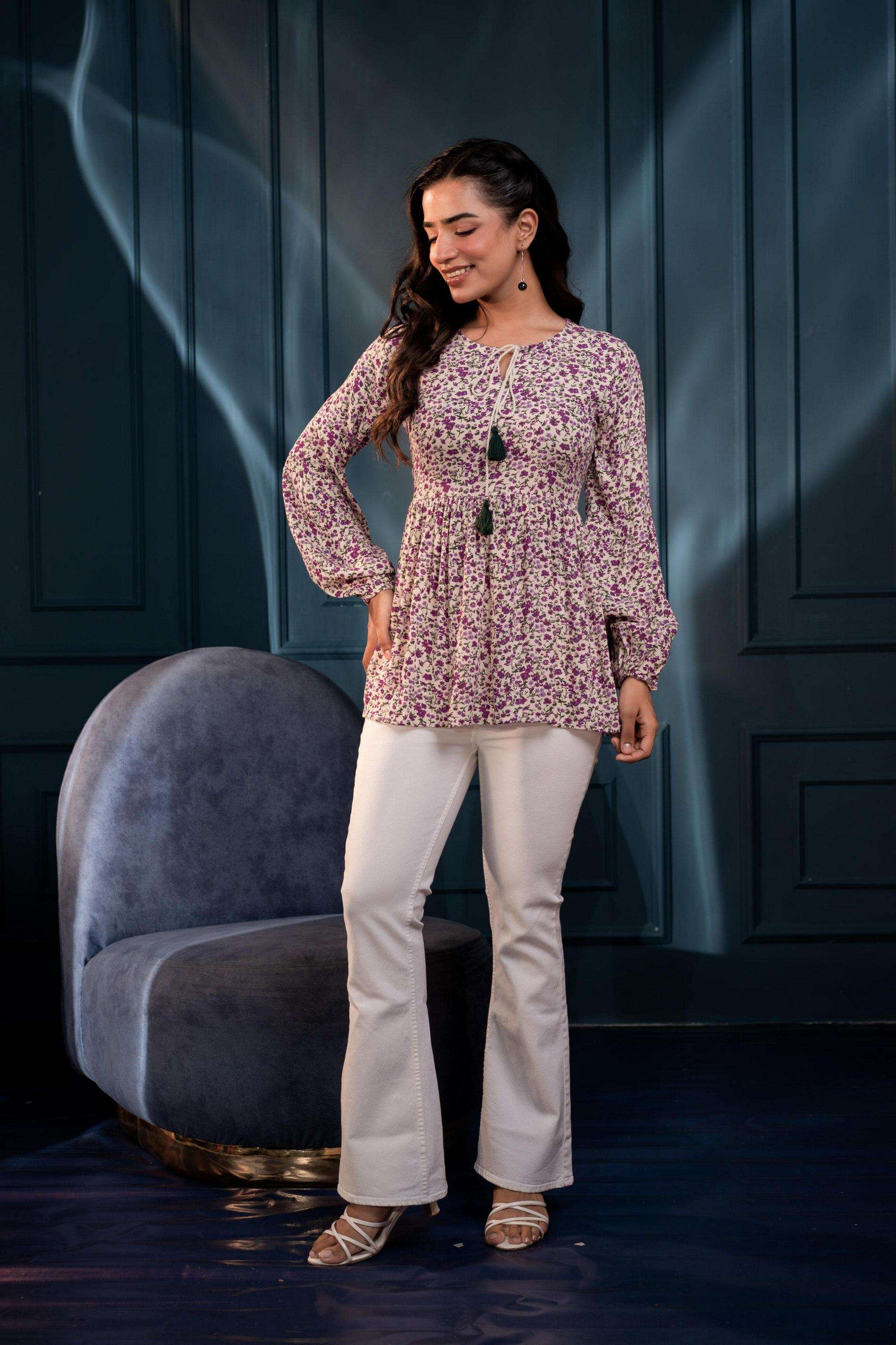 juniper Floral Viscose Round Neck Women Tunic-picture-17