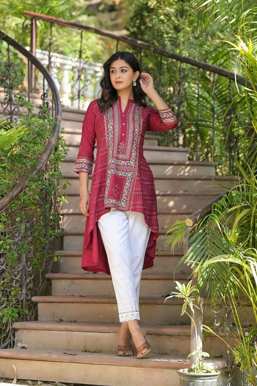 juniper Printed Rayon Collared Women Tunic-picture-13