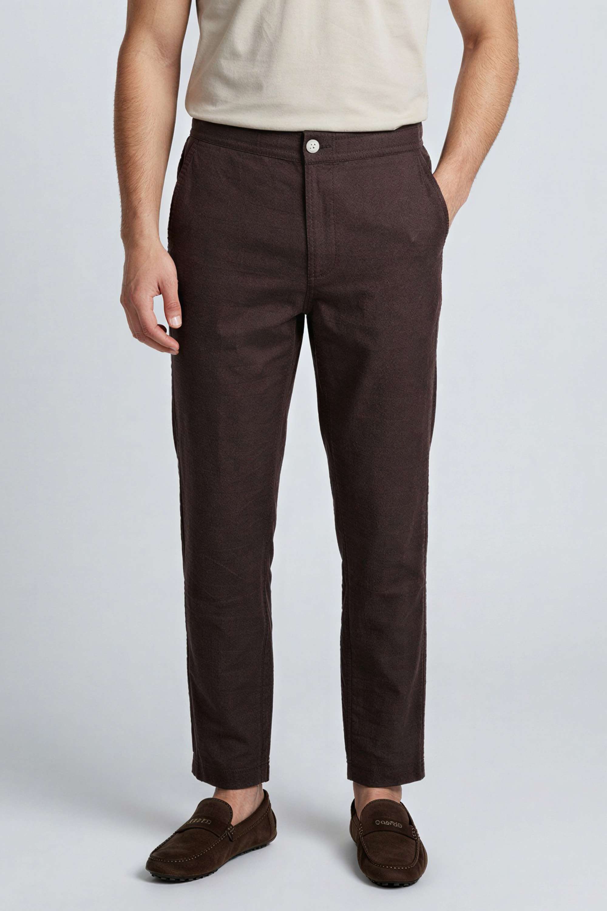 fratini Solid Blended Fabric Relaxed Fit Men's Trousers-picture-33