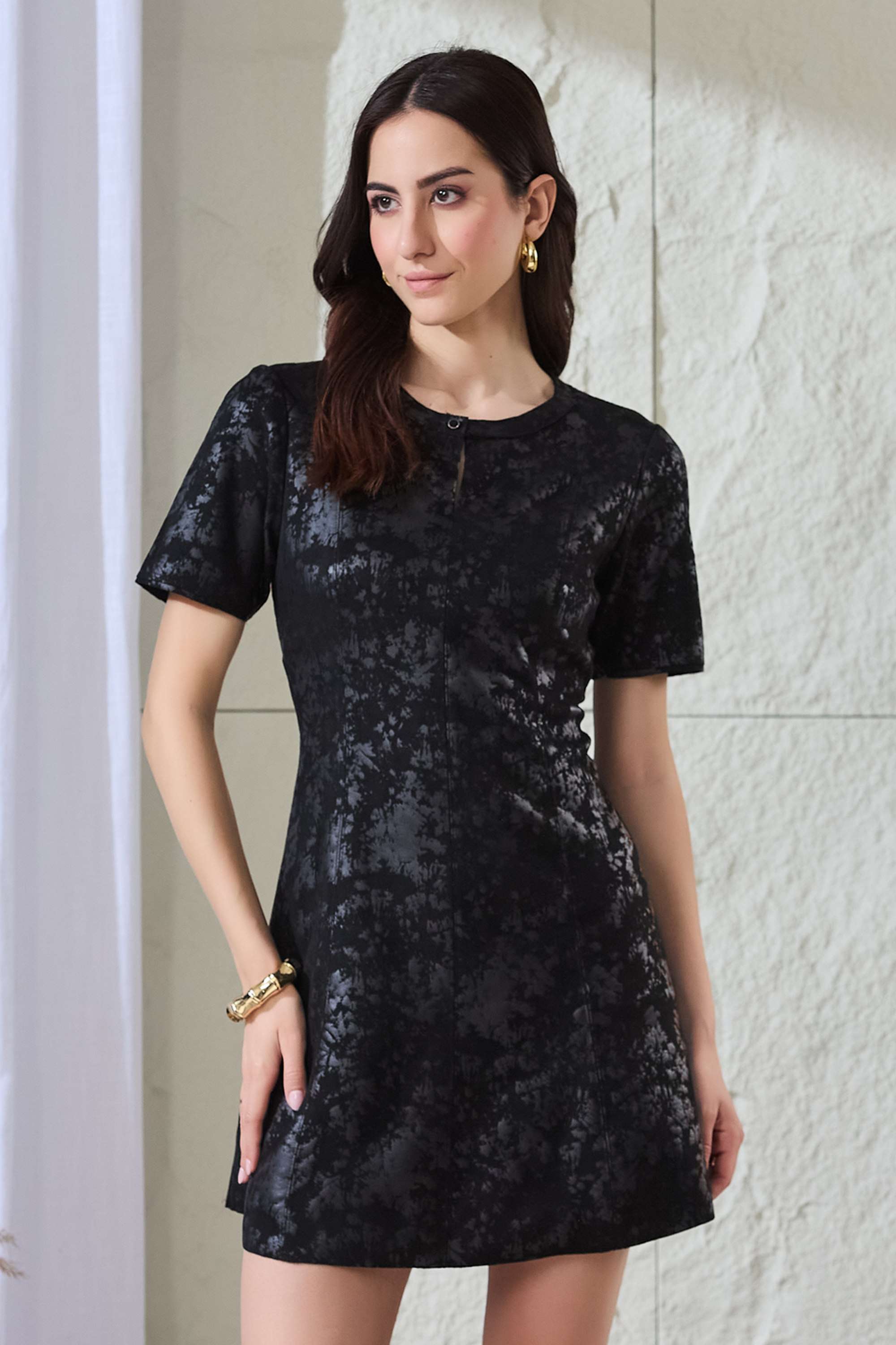 latin quarters Modern Polyester Stretch Round Neck Women's Mini Dress-picture-10