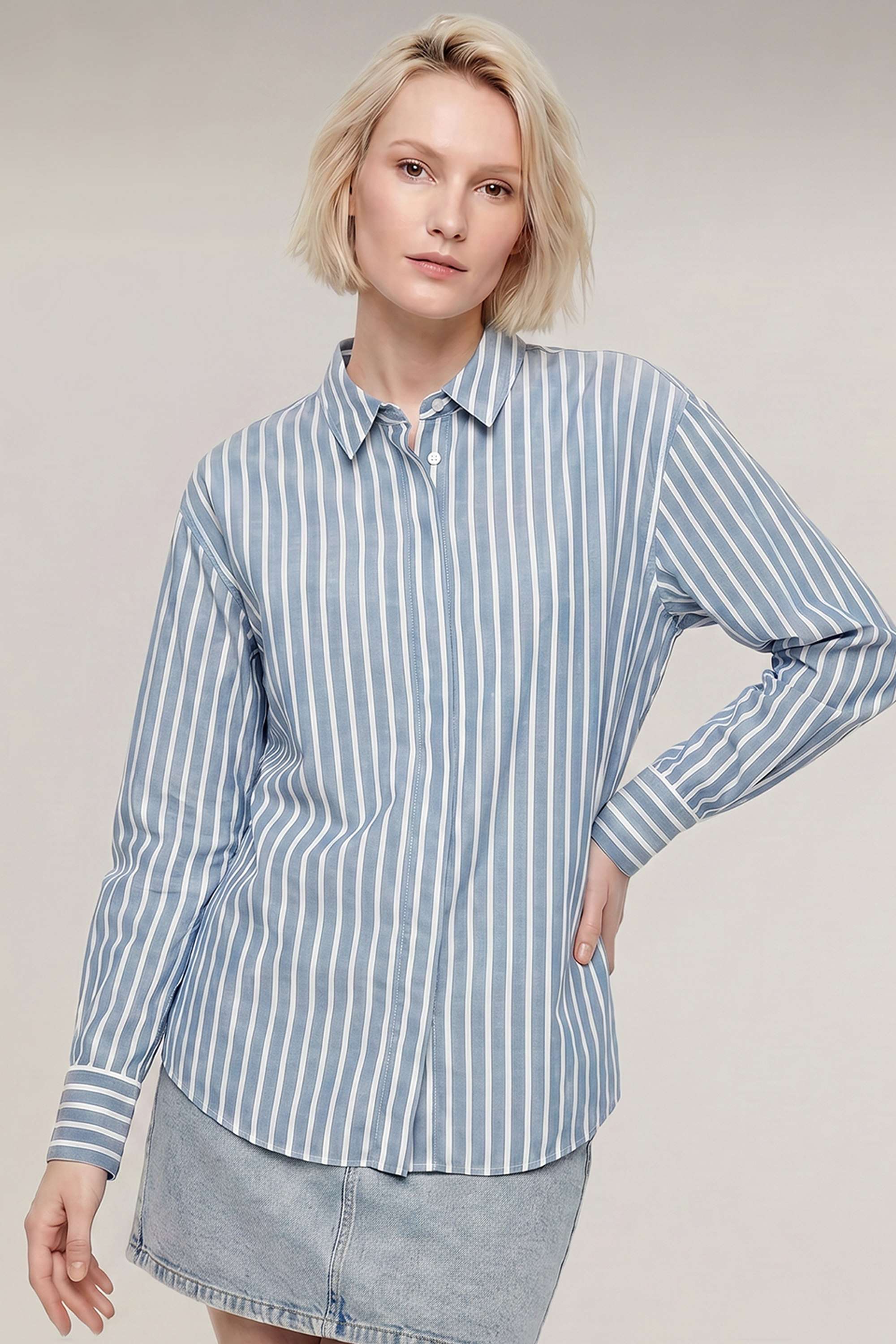 vero moda Stripes Blended Fabric Regular Fit Women's Shirt-picture-22