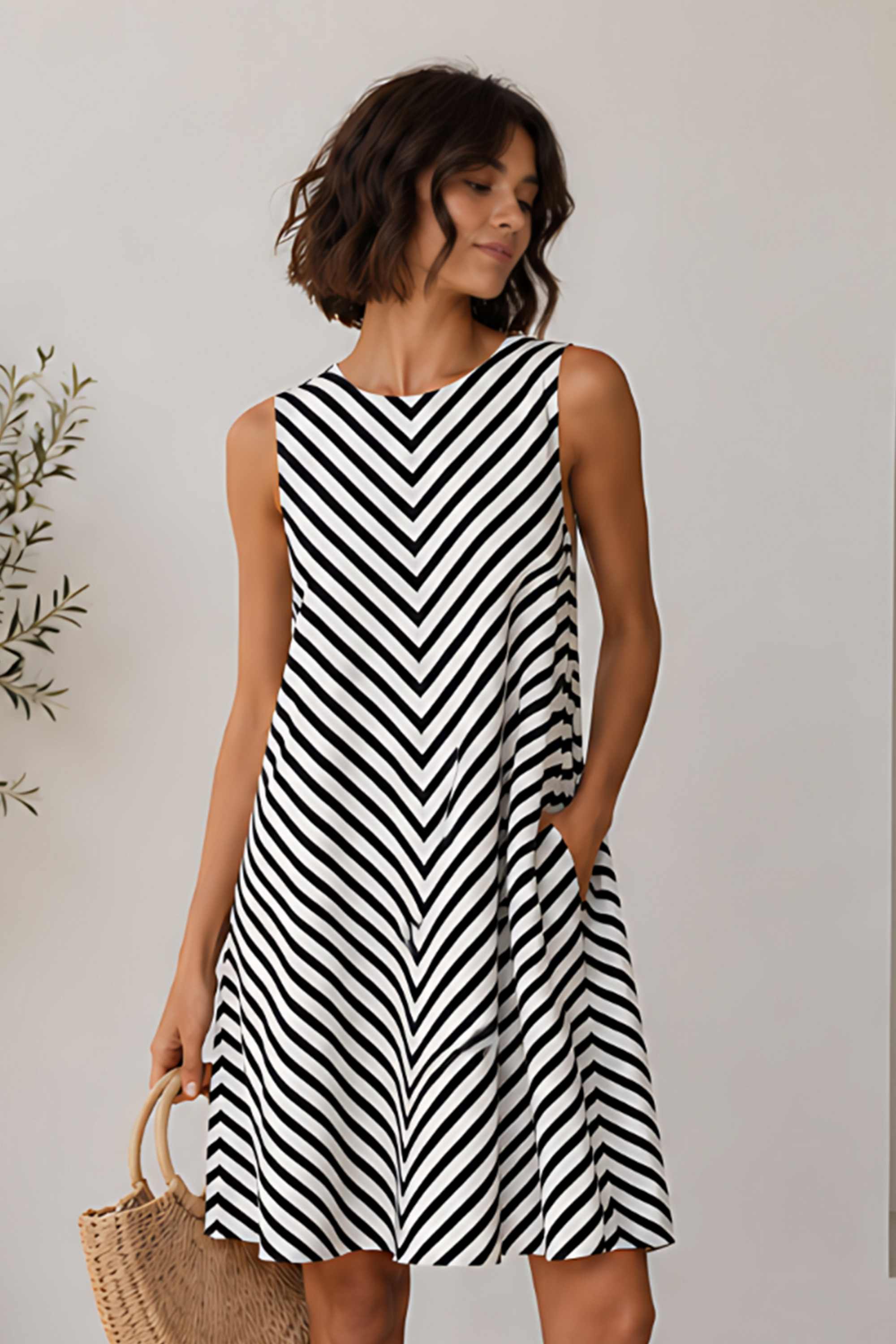 zink london Stripes Blended Fabric Regular Fit Women's Dress-picture-21