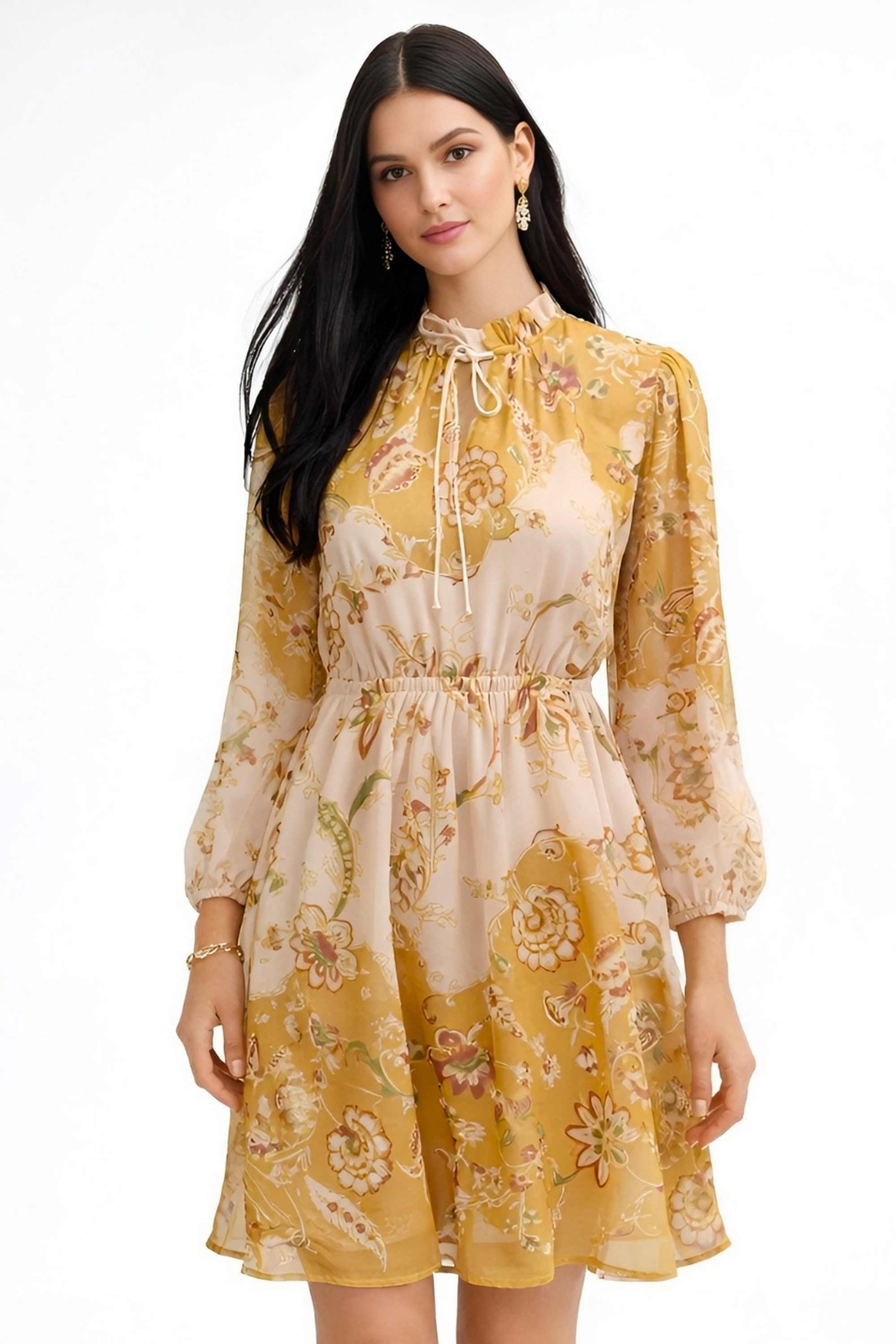 zink london Printed Chiffon Regular Fit Women's Dress-picture-28