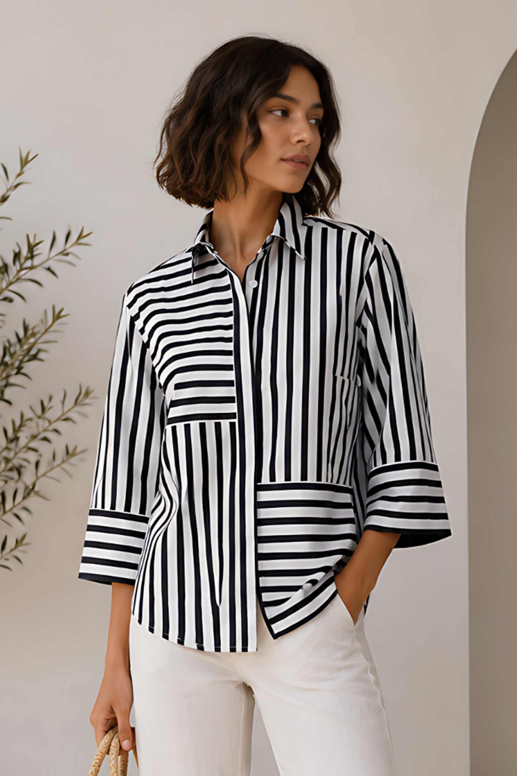 zink london Stripes Blended Fabric Regular Fit Women's Top-picture-10