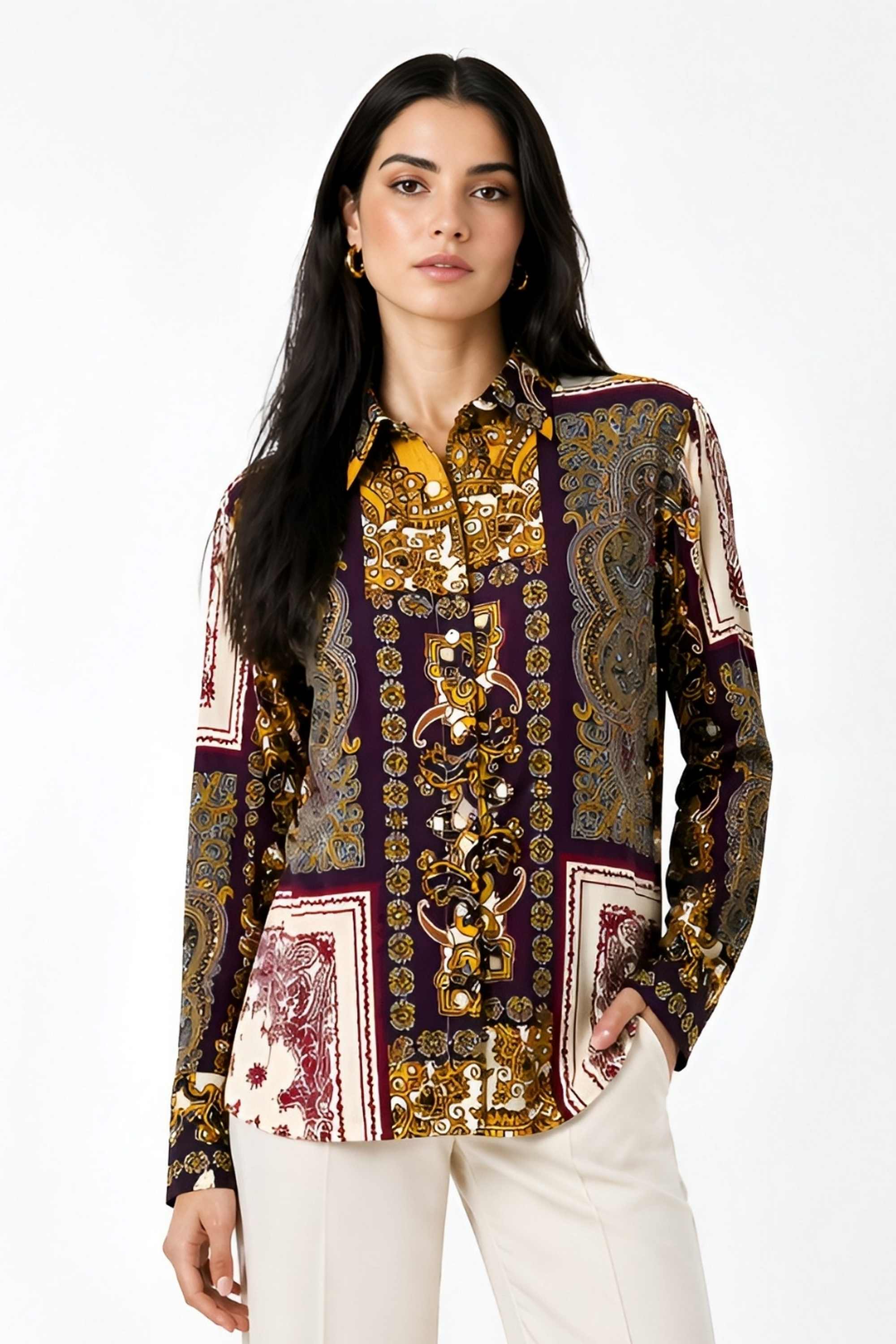 zink london Printed Blended Fabric Regular Fit Women's Top-picture-17
