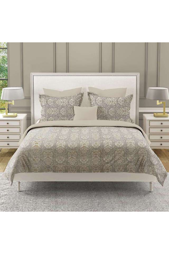 Brown-&-Beige-contemporary-210TC-Pure-Cotton-Premium-Ananda-King-Fitted-Bedsheet-Set