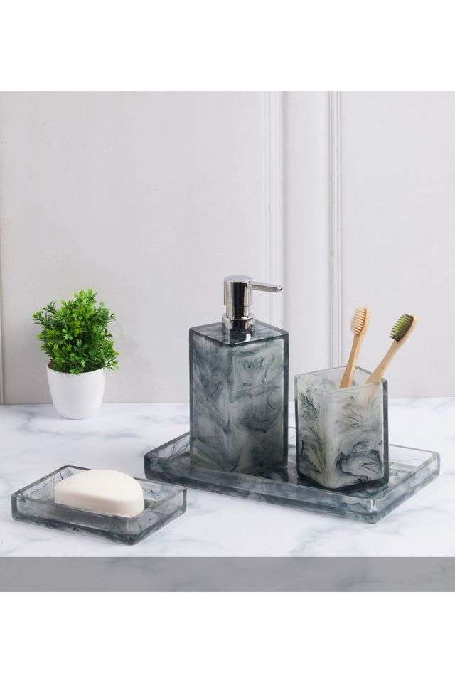 Set-of-4-Pc-Polyresin-Bathroom-Set -Blue