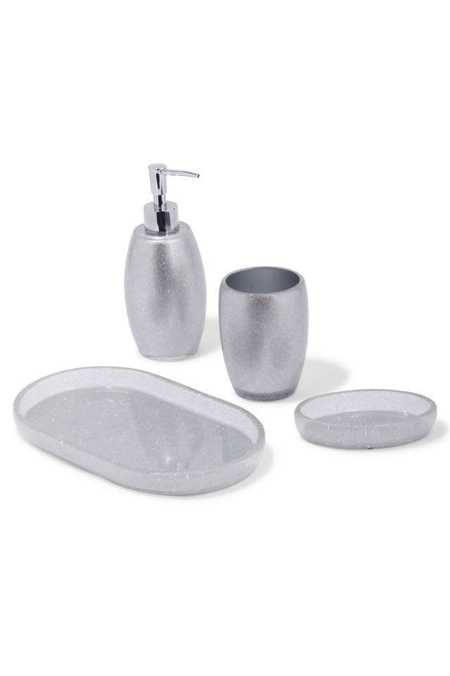 4Pcs-Bathroom-Set-Polyresin-Bath-Set-Silver