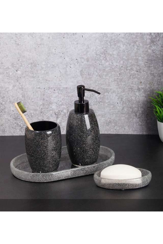 4Pcs-Bathroom-Set-Polyresin-Bath-Set-Charcoal