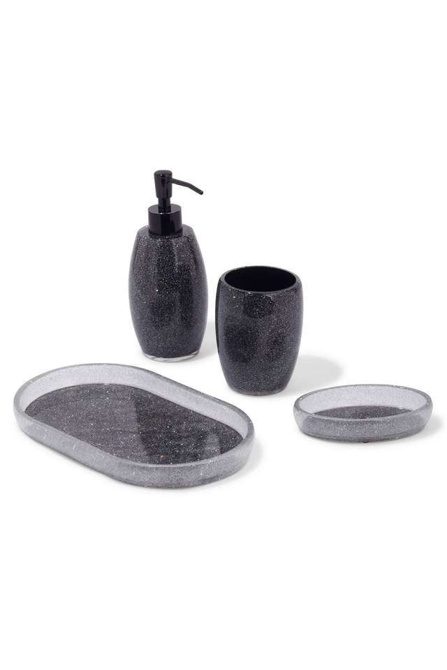 4Pcs-Bathroom-Set-Polyresin-Bath-Set-Charcoal