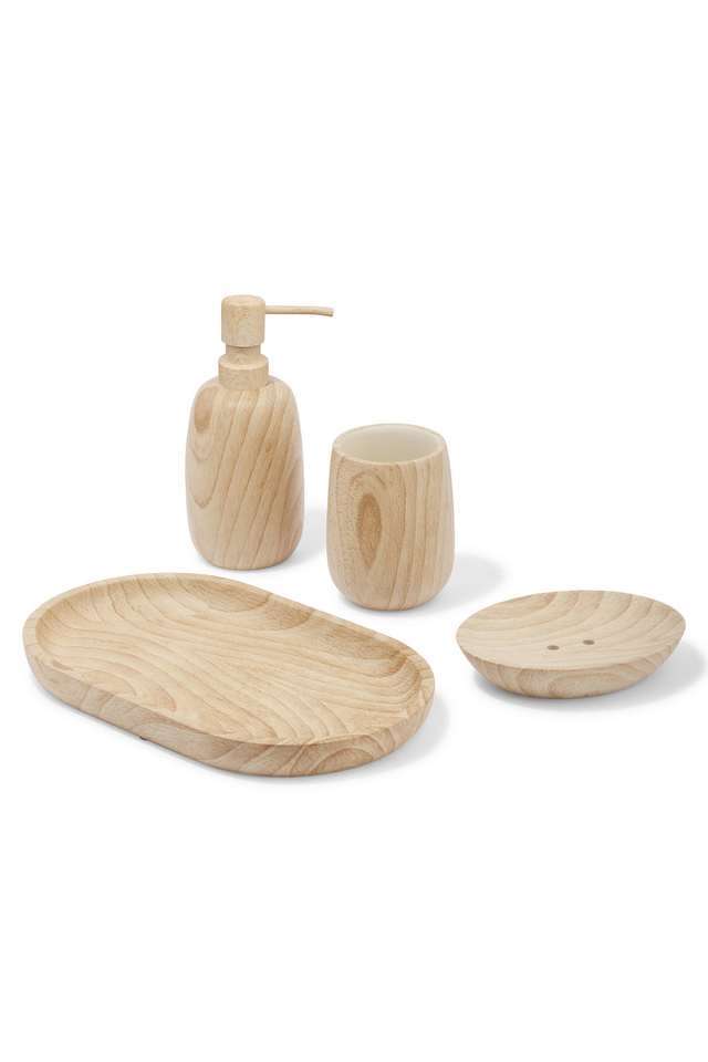 4Pcs-Bathroom-Set-Polyresin-Bath-Set-Wood