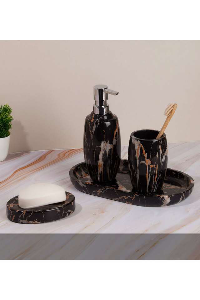4Pcs-Bathroom-Set-Polyresin-Bath-Set-Chocolate