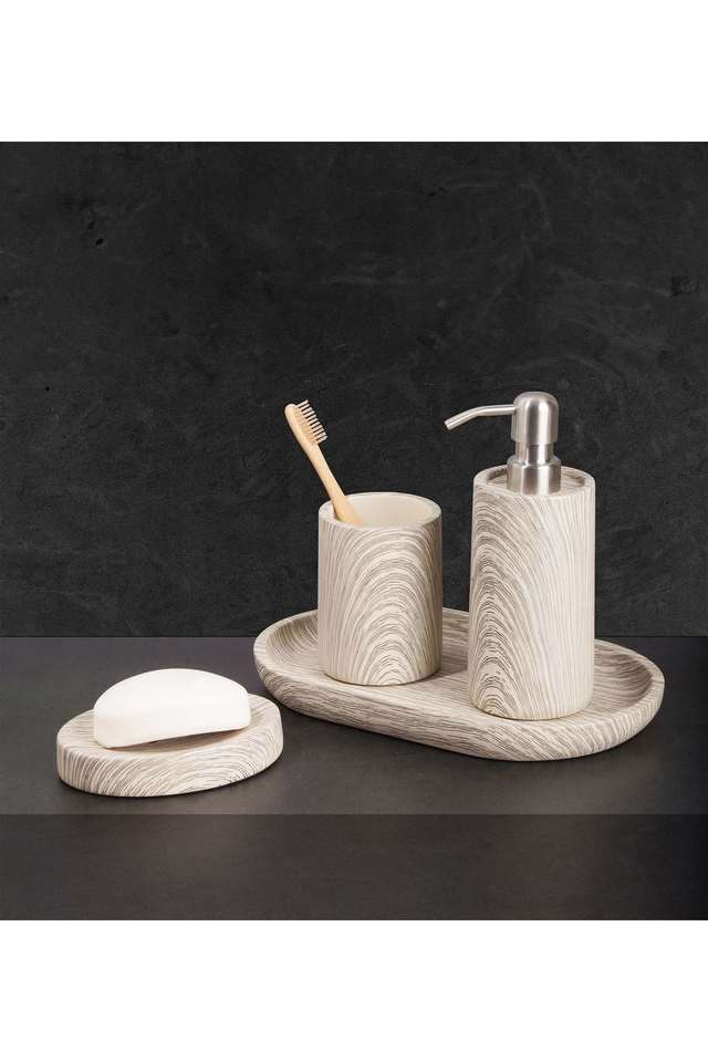 4Pcs-Bathroom-Set-Polyresin-Bath-Set-Grey-Beige