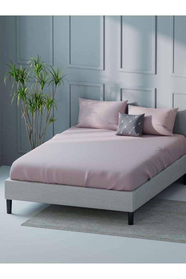 Super-Soft-100--Cotton-Xl-King-Size-Bedsheet-With-2-Pillow-Covers--3Pc-Set-(Compass-400)-Solid-Cameorose